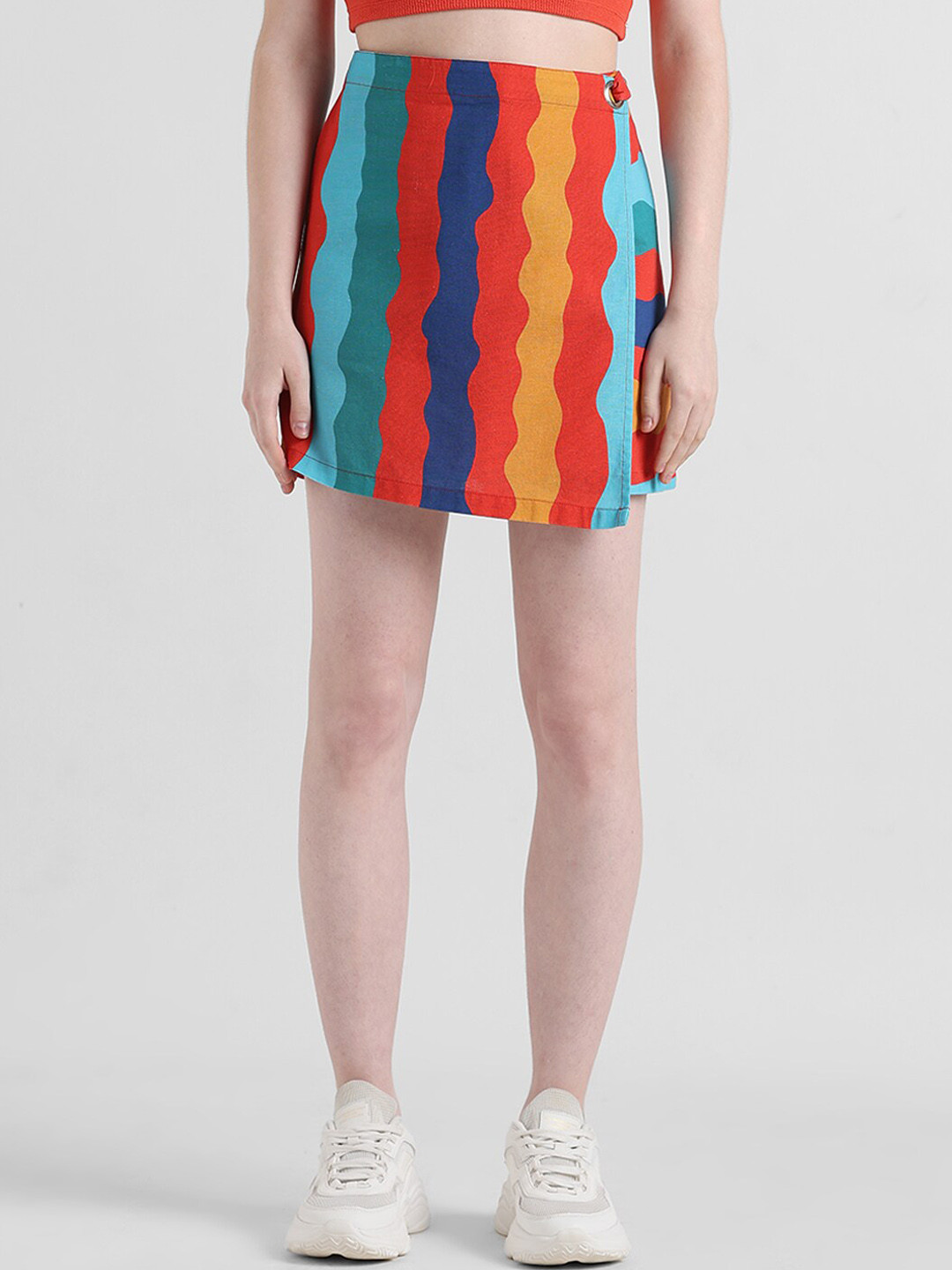 ONLY Women Onlnight Skort Striped High-Rise Shorts