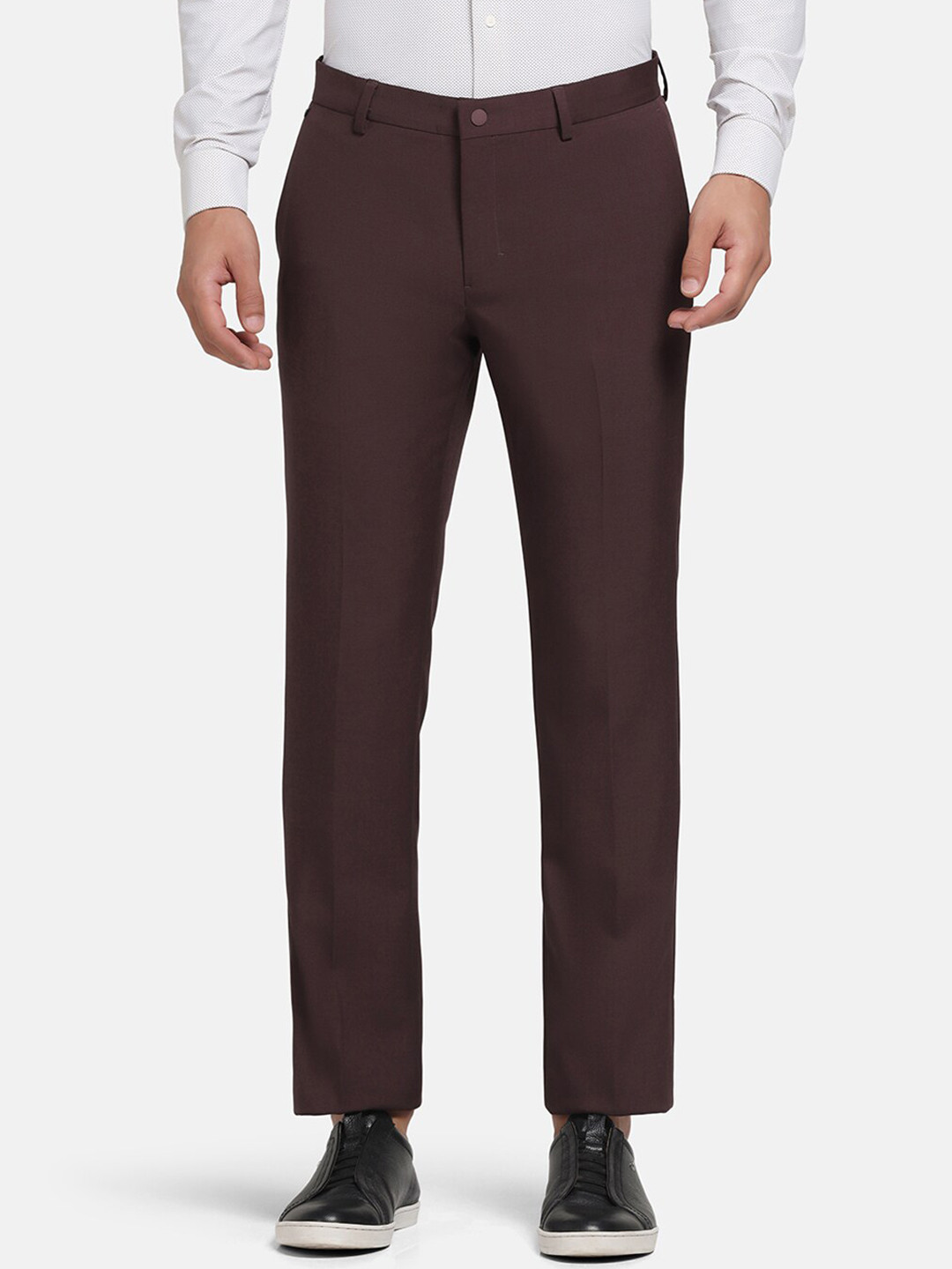 Blackberrys TechPro Men Maroon Solid Formal Trouser