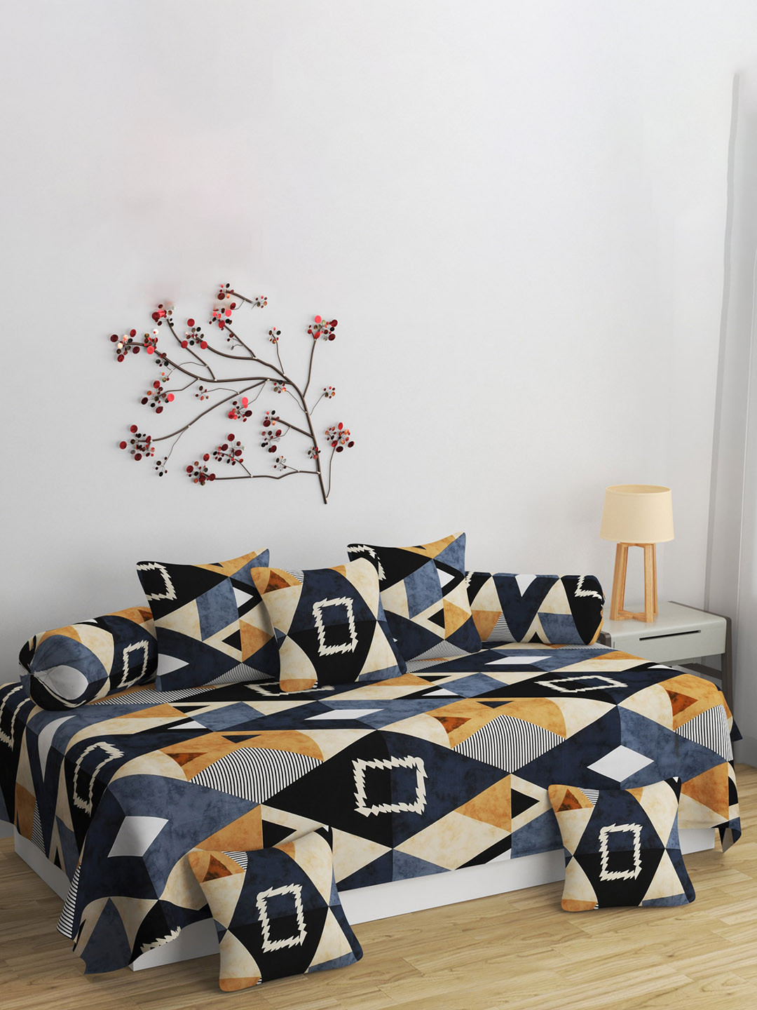 hargunz Grey & Beige 8 Pieces Printed Diwan Set