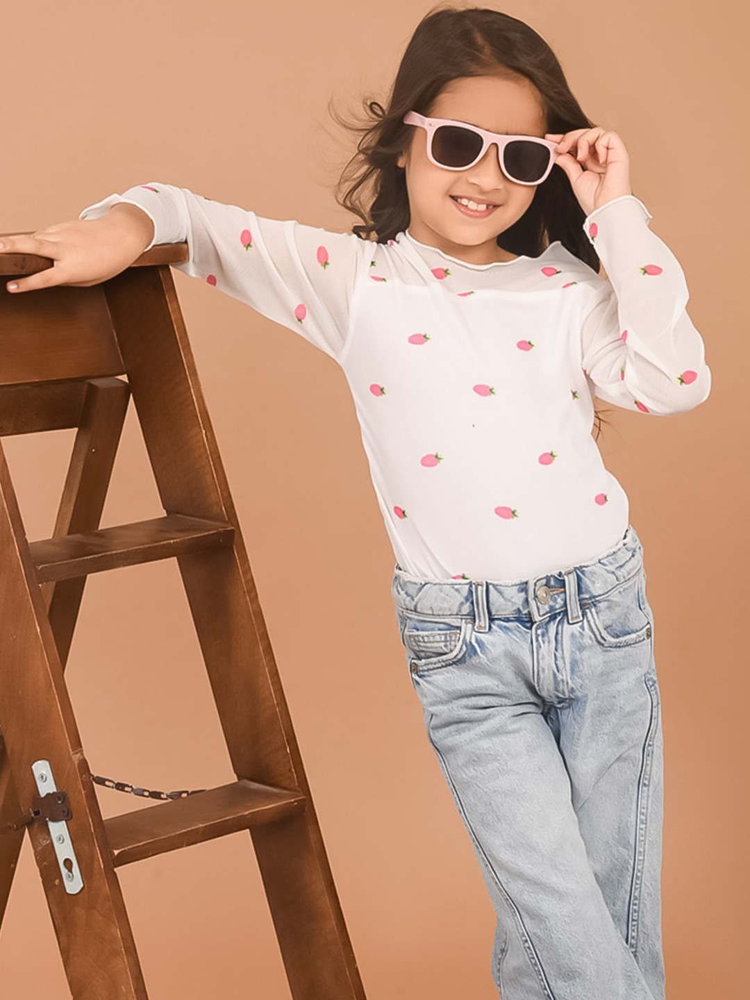 LilPicks Girls Strawberry Conversational Printed Regular Top