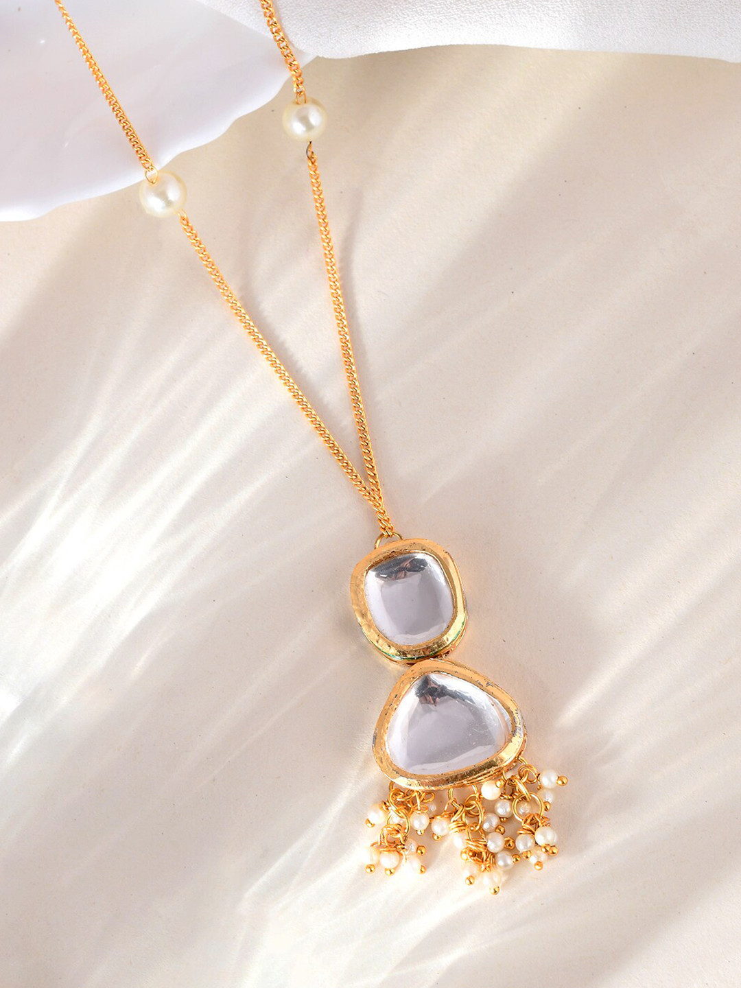 Silvermerc Designs Gold-Plated Kundan Minimal Chain
