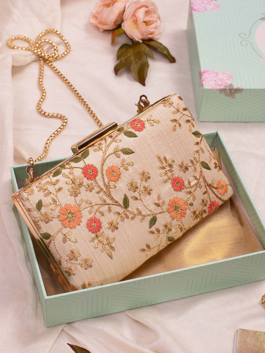 AMYRA Embroidered Box Clutch