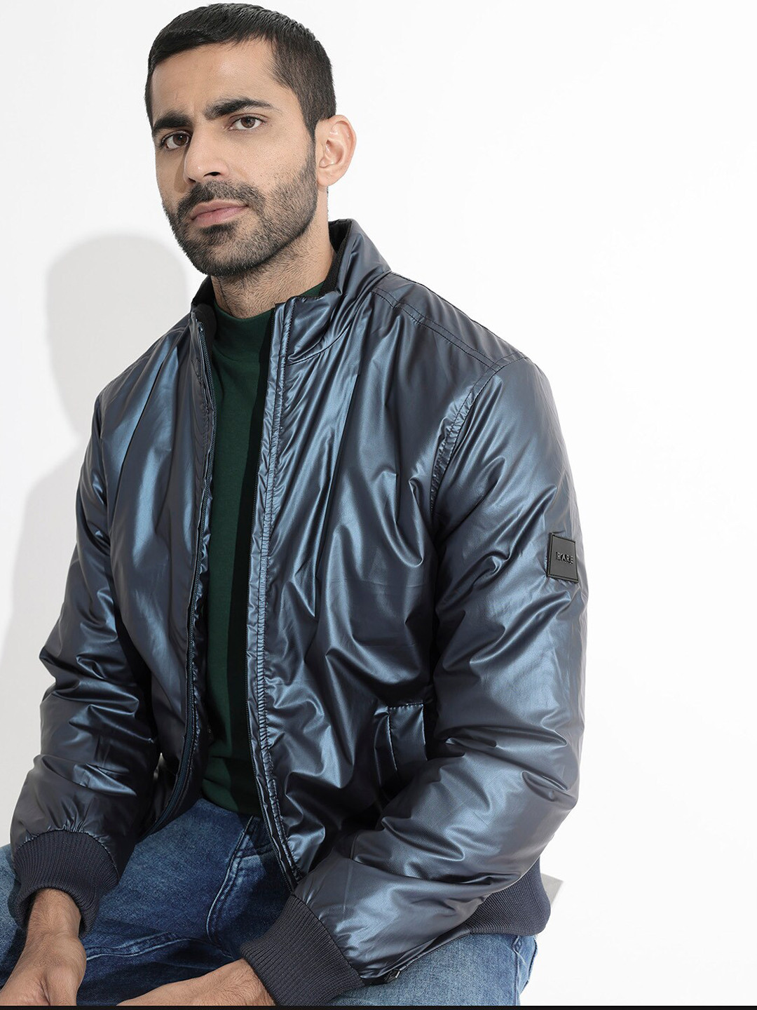 RARE RABBIT Men Carpo Tailored Fit Mandarin Collar Jacket