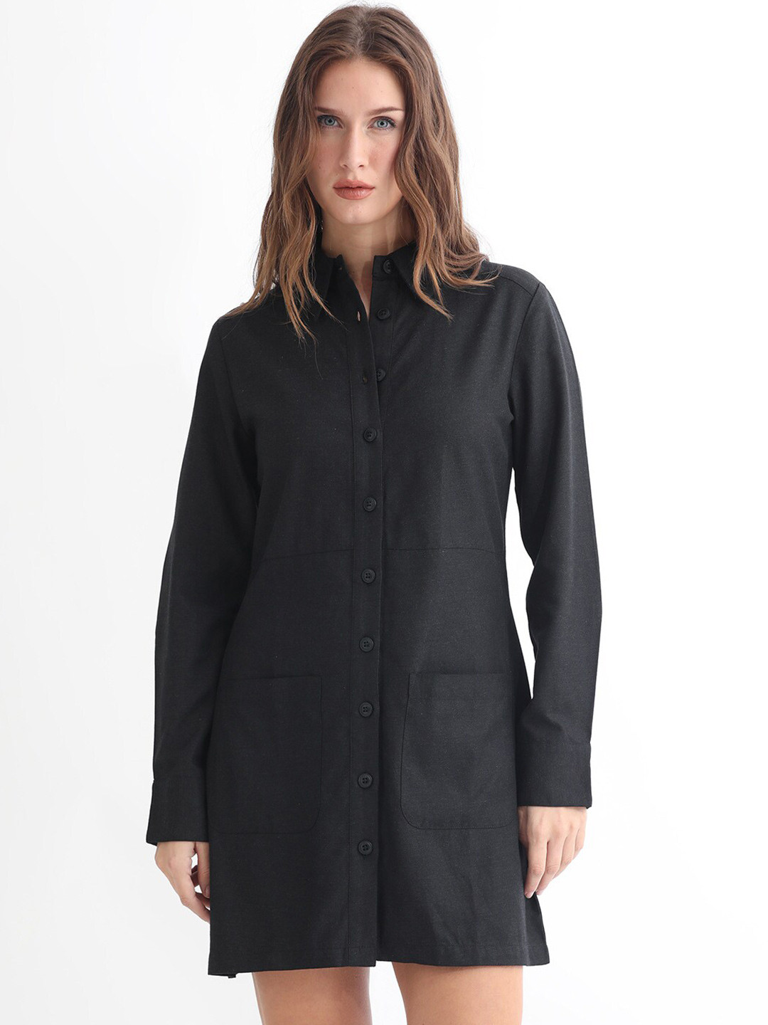 RAREISM Shirt Collar Shirt Mini Dress