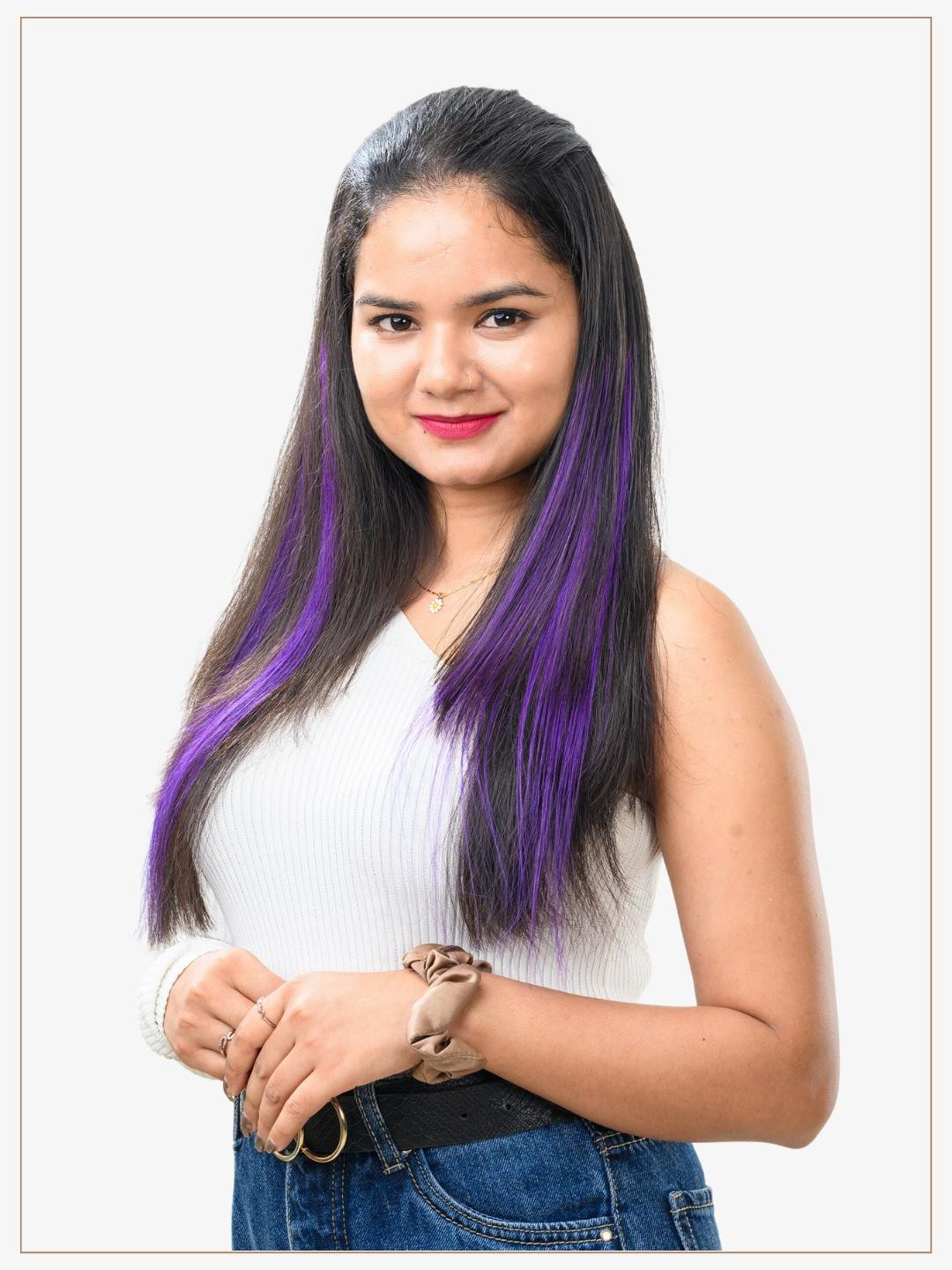 HAIR ORIGINALS Women Clip In Hair Balayage Streak - Purple Martini 24