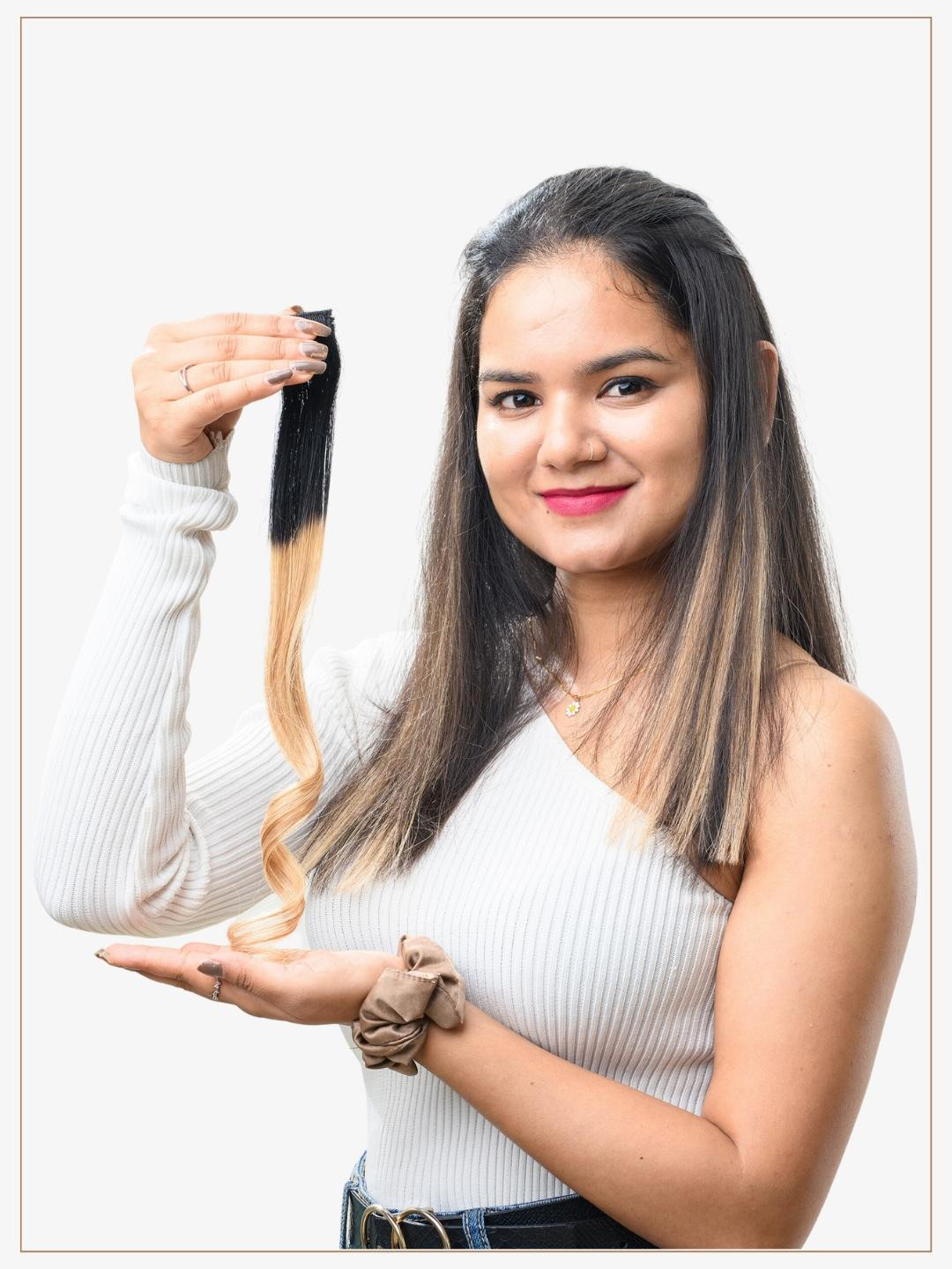 HAIR ORIGINALS Clip In Balayage Hair Streak - Naughty Brown 24