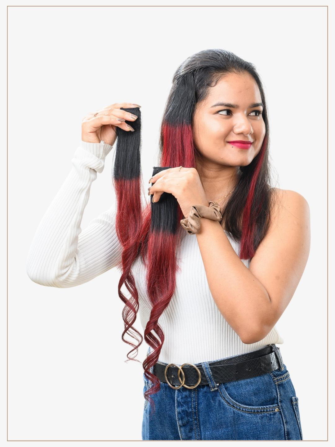 HAIR ORIGINALS Women Set Of 2 Clip In Hair Balayage Streak - Punchy Plum 20-2