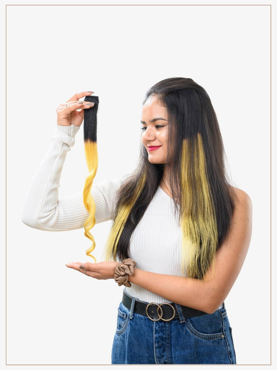 HAIR ORIGINALS Women Clip In Hair Balayage Streak - Sunburst Yellow 20