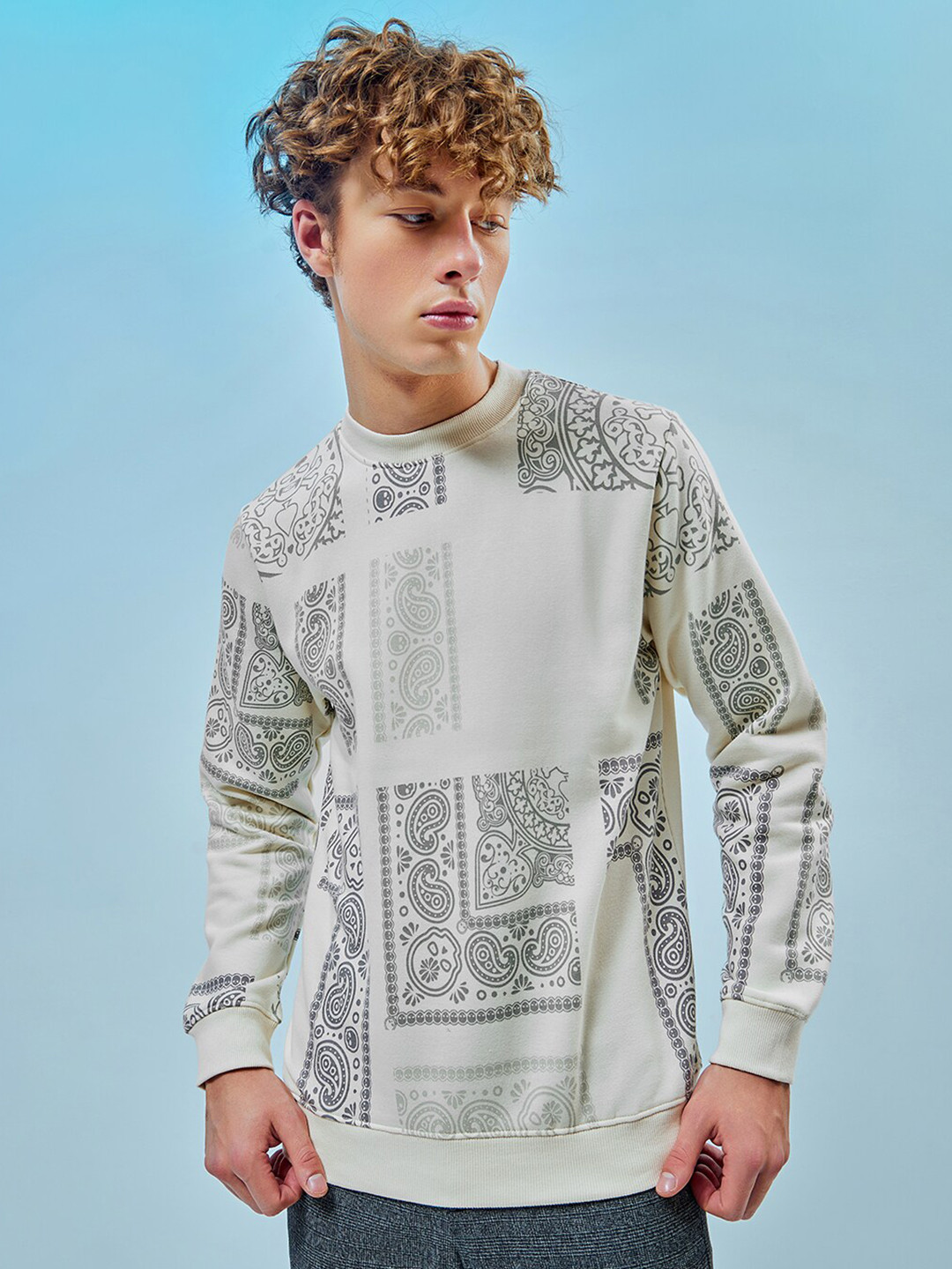 Bewakoof Heavy Duty 1.0 Men All Over Paisley Printed Sweatshirt