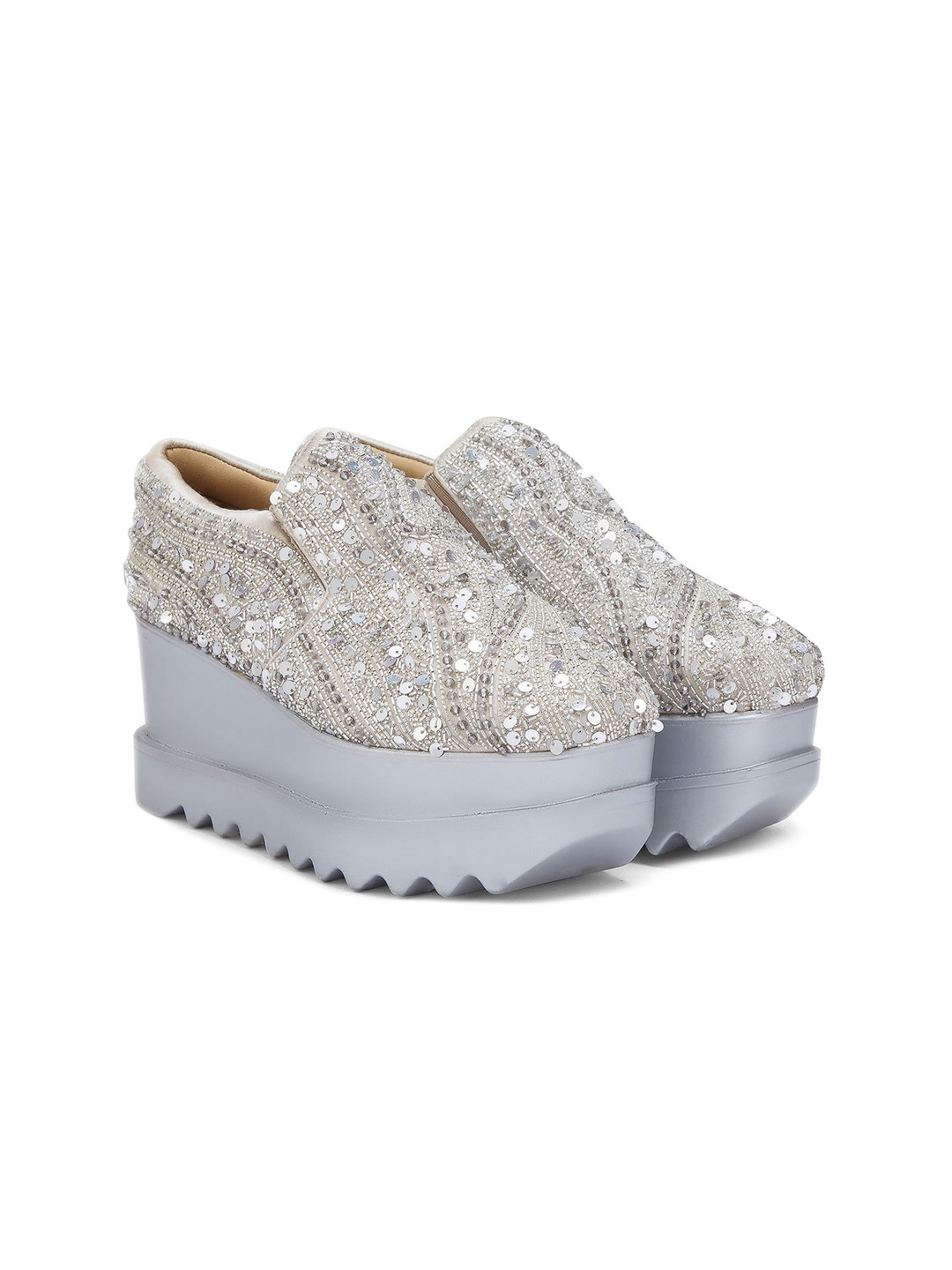 Anaar Women Embellished Lightweight Flatform Slip-On Sneakers