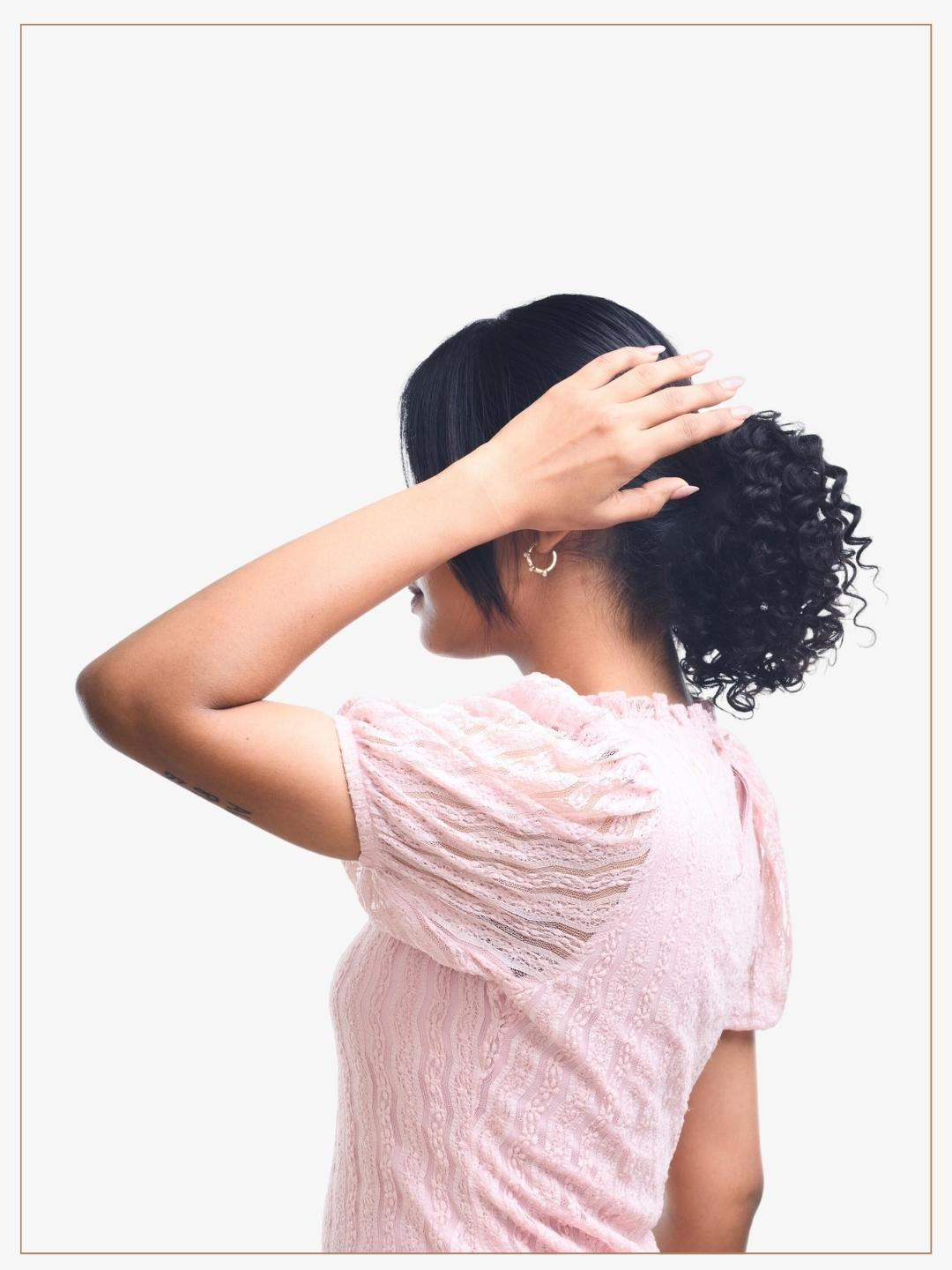 HAIR ORIGINALS Clip In Curly Hair Top Knot - Natural Black