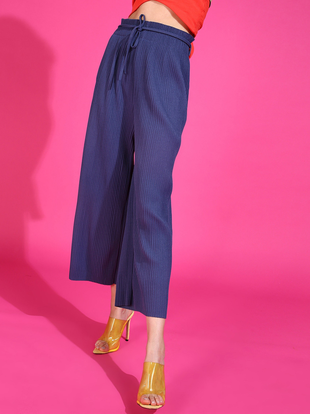 SHECZZAR Women Relaxed Straight Leg Loose Fit Easy Wash Culottes Trousers