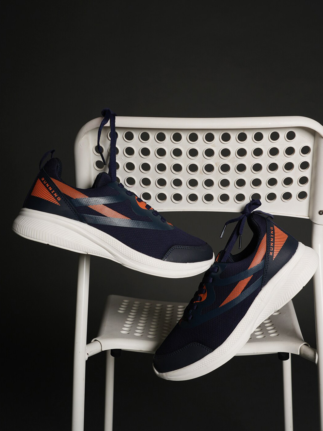 HRX by Hrithik Roshan Men Navy Blue & White Flyknit Mesh Running Shoes