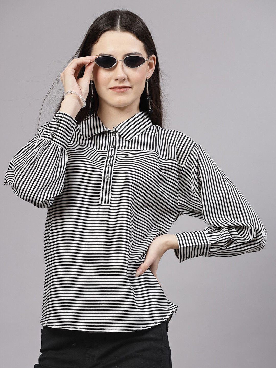 Style Quotient Striped  Shirt Style Top