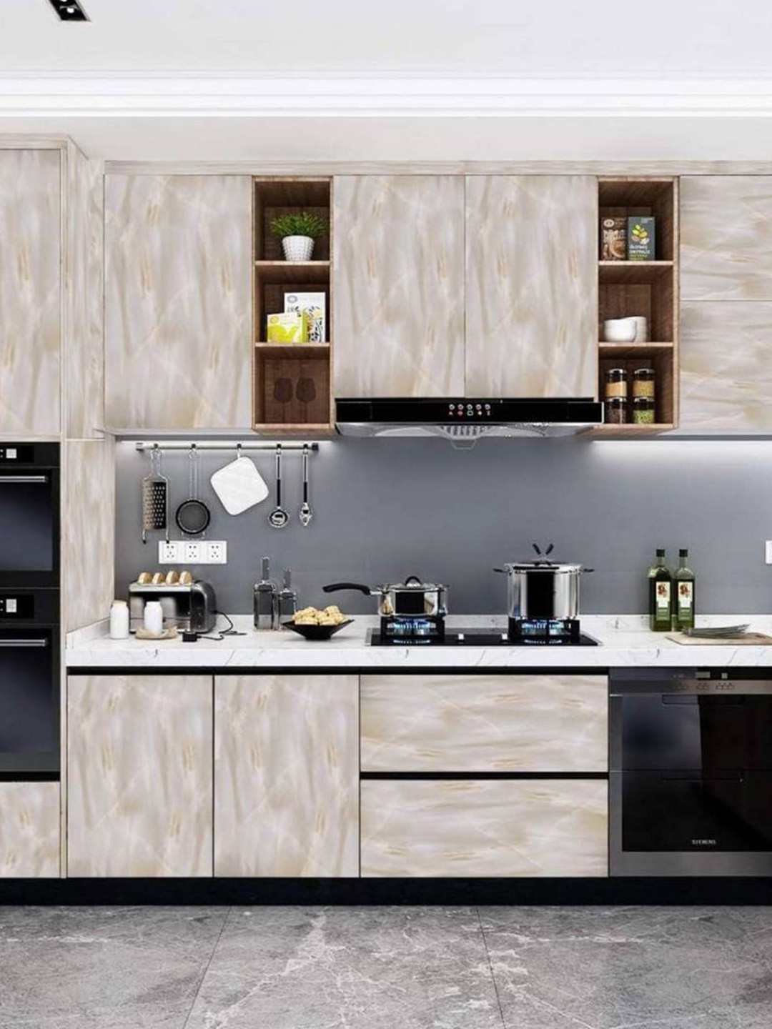 Jaamso Royals Beige Marble Wall Door Table Furniture Self Adhesive Sticker