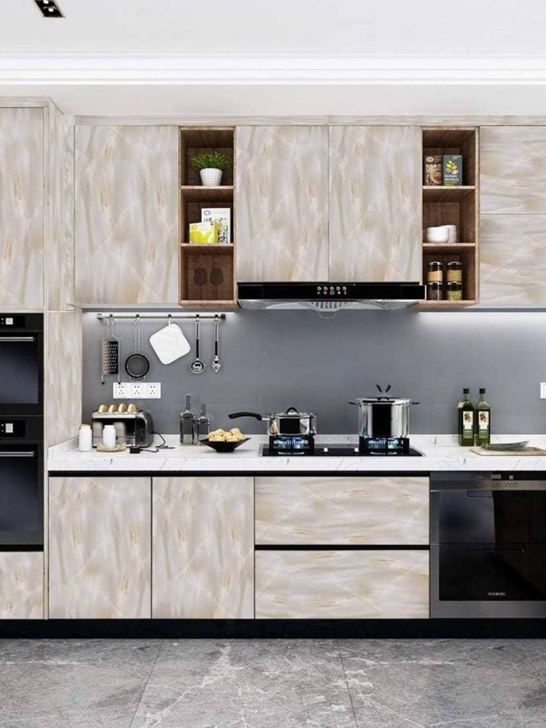 Jaamso Royals Beige Marble Wall Door Table Furniture Self Adhesive Wallpaper