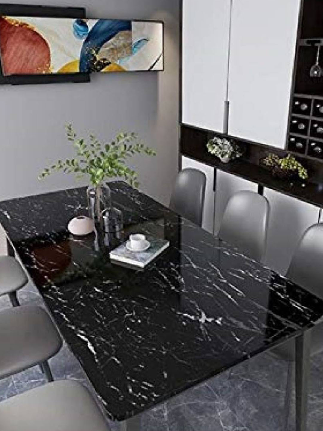 Jaamso Royals Black & White Marble Design Self Adhesive Wallpaper