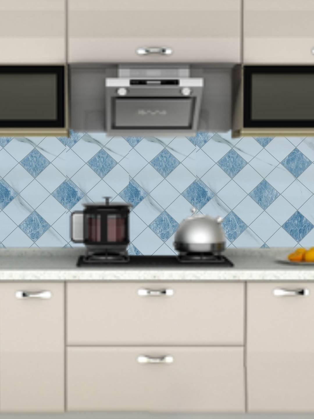 Jaamso Royals Blue Diamond Pattern Self Adhesive Waterproof Wallpaper