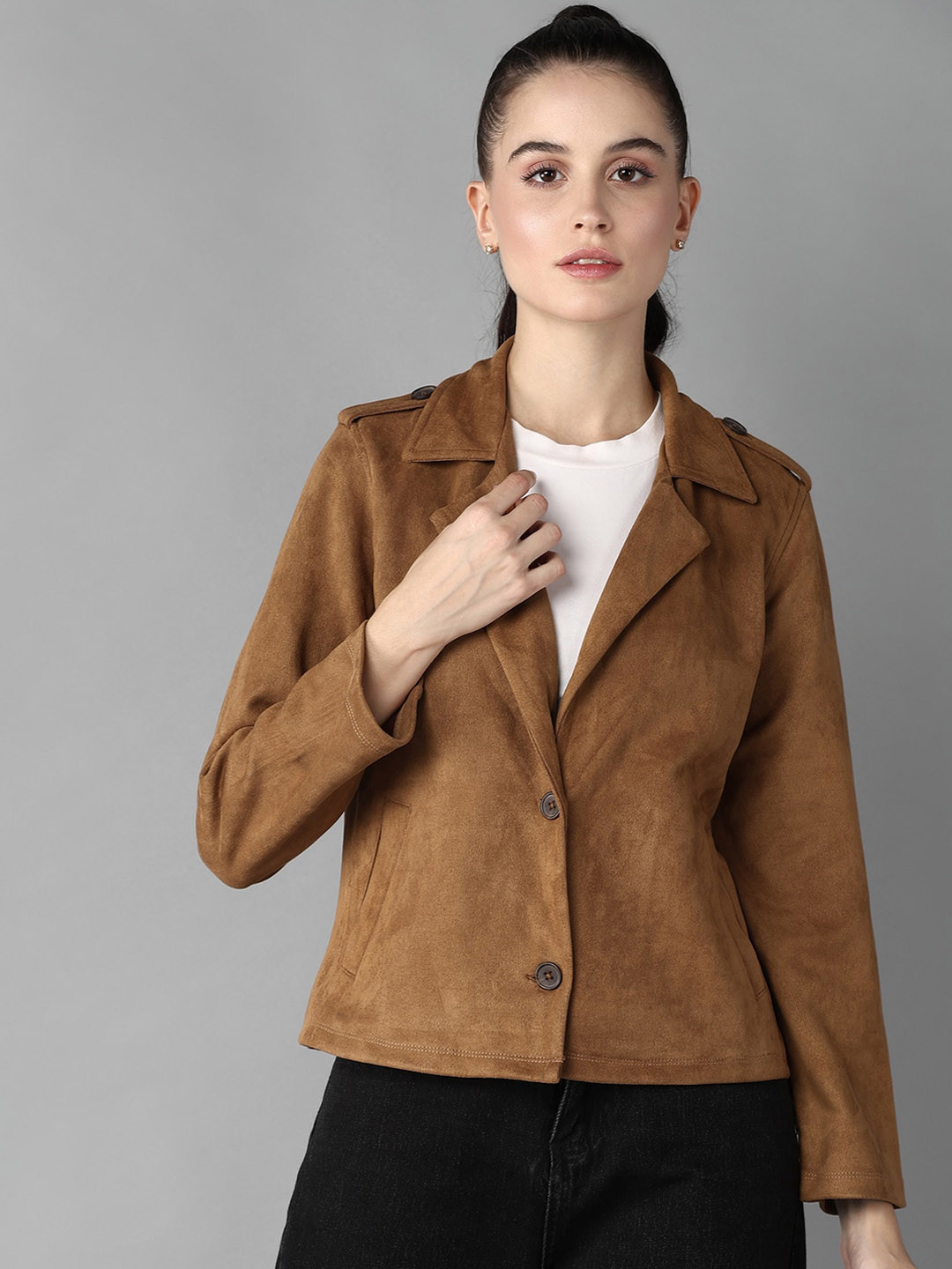 The Roadster Lifestyle Co. Brown Single Breasted Blazer