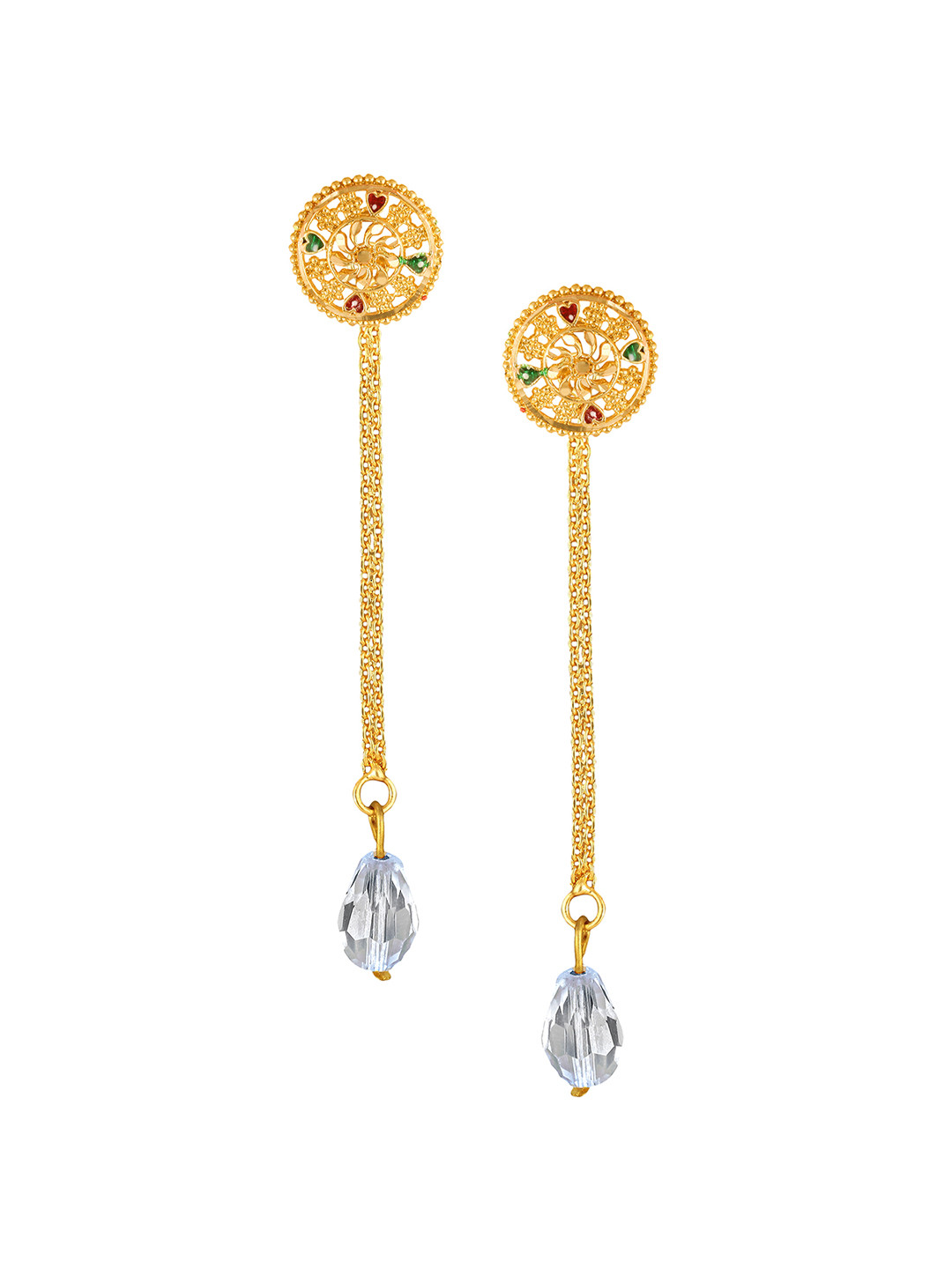 Vighnaharta Gold Plated Removable Stud And Chain Drop Earring