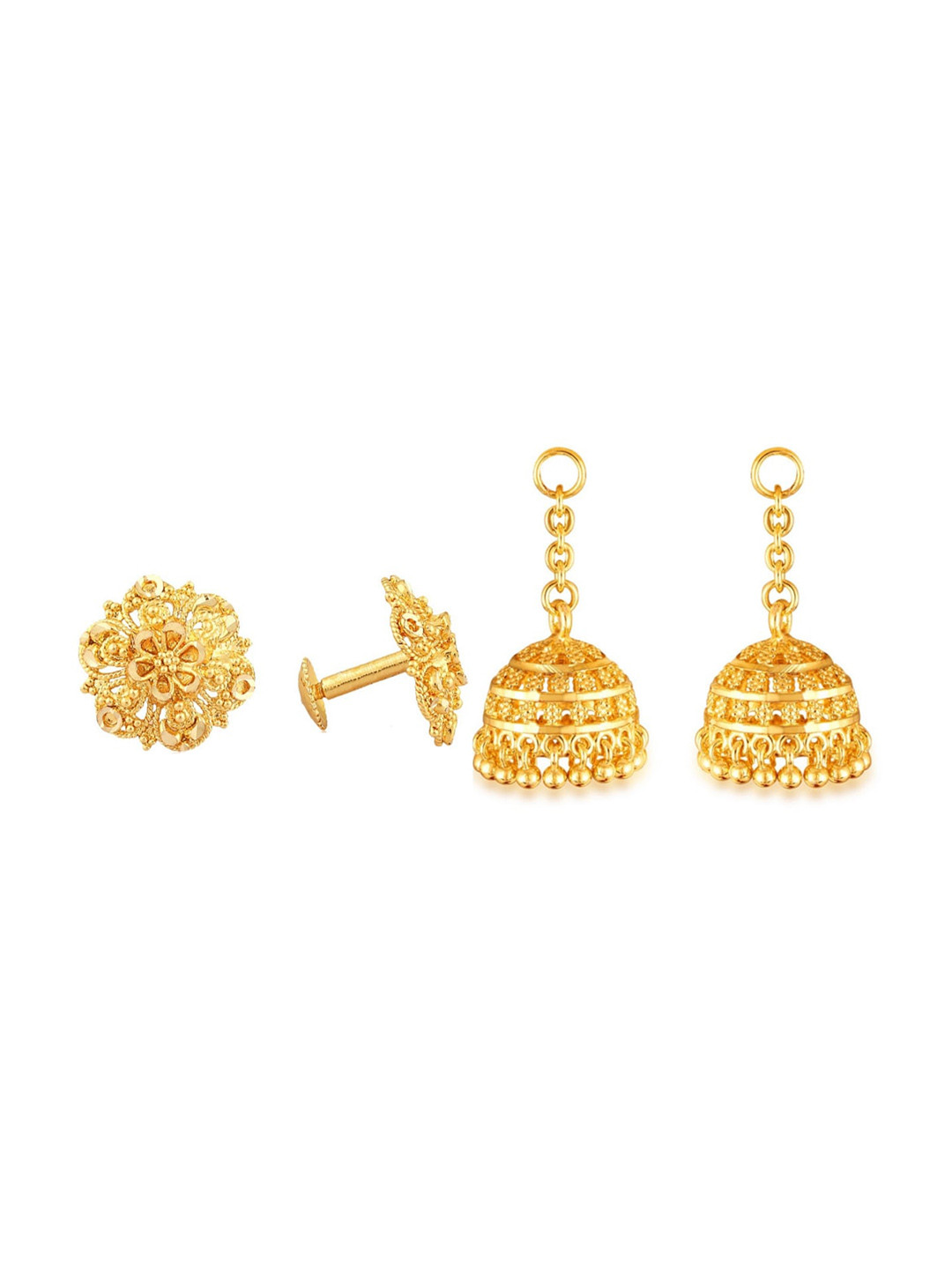 Vighnaharta Gold Plated Removable Jhumkas with studs Earring