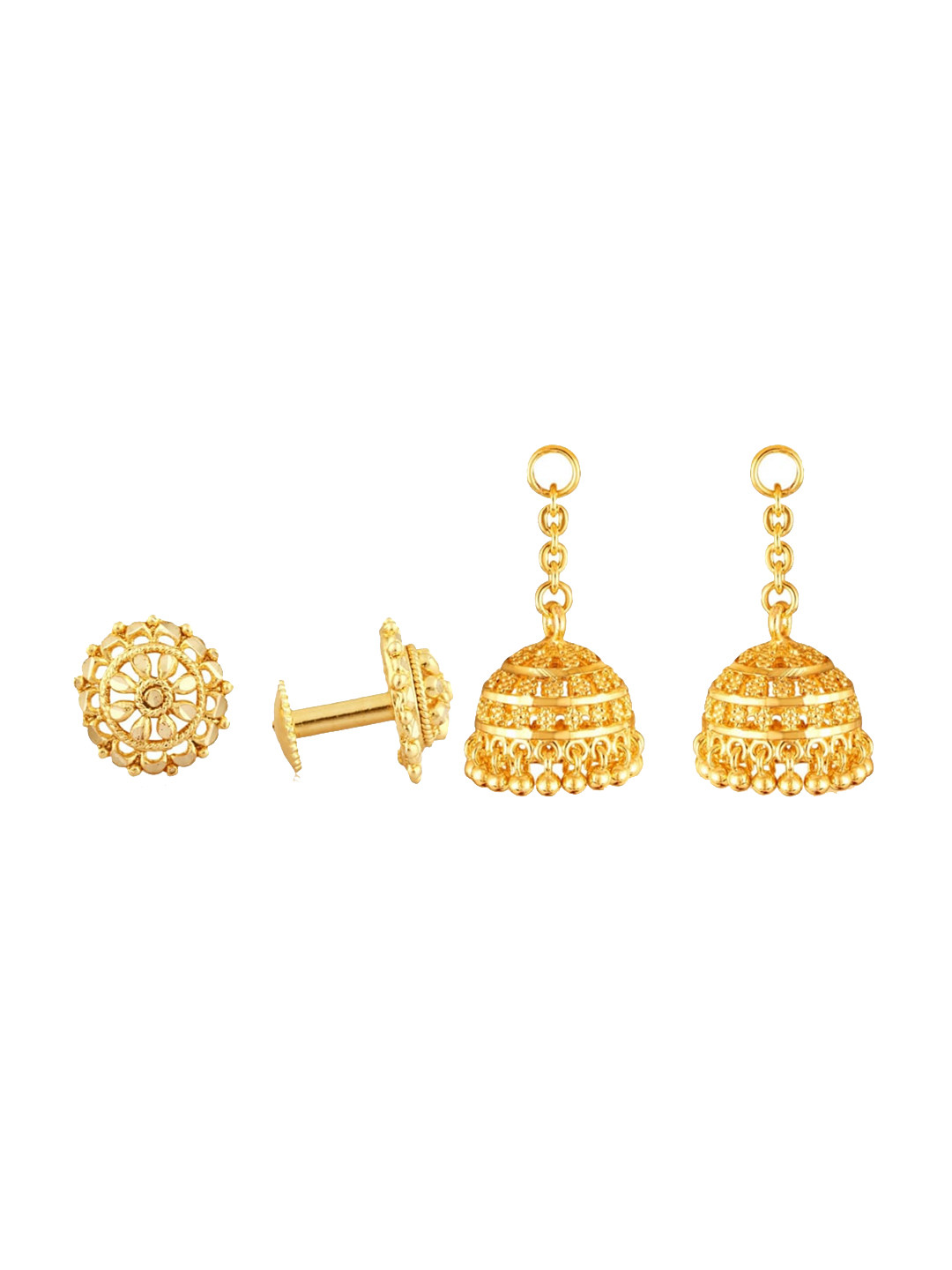 Vighnaharta Gold-Plated Dome Shaped Removable Jhumkas With Studs Earrings