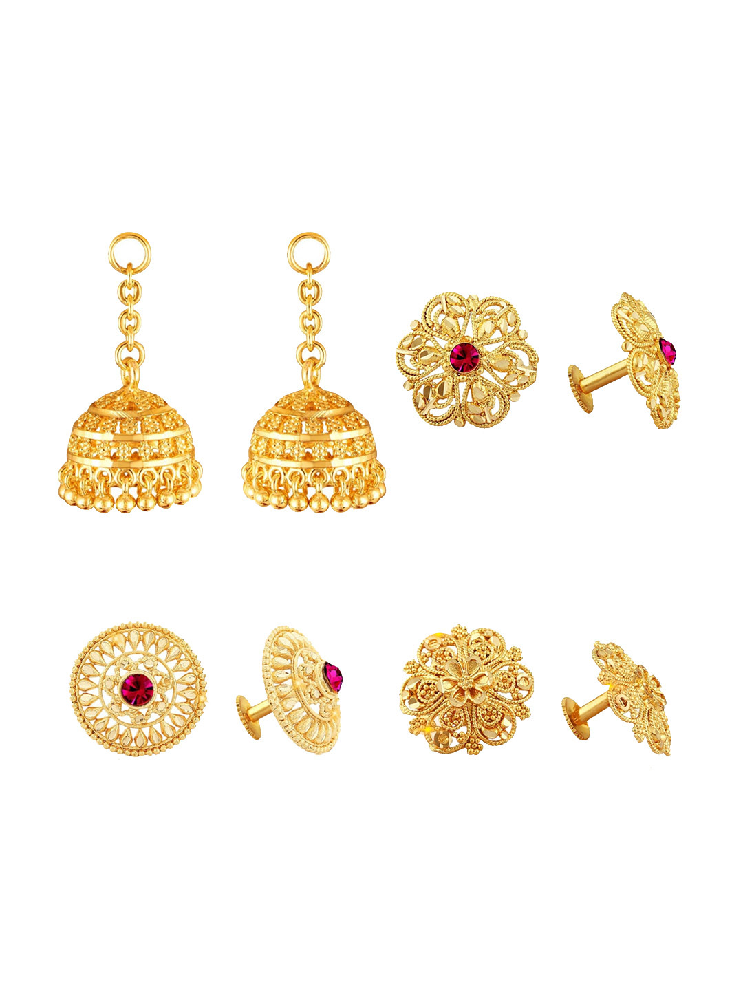 Vighnaharta Gold Plated Removable Stud And Chain Jhumkas