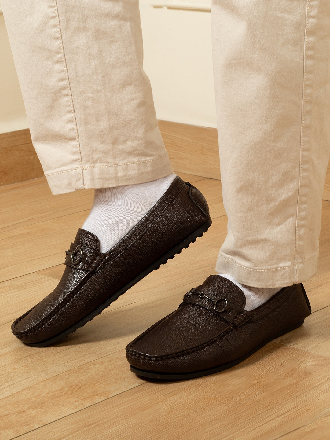 Big Fox Men Czech-6 Flexible Textured Lightweight Horsebit Loafers