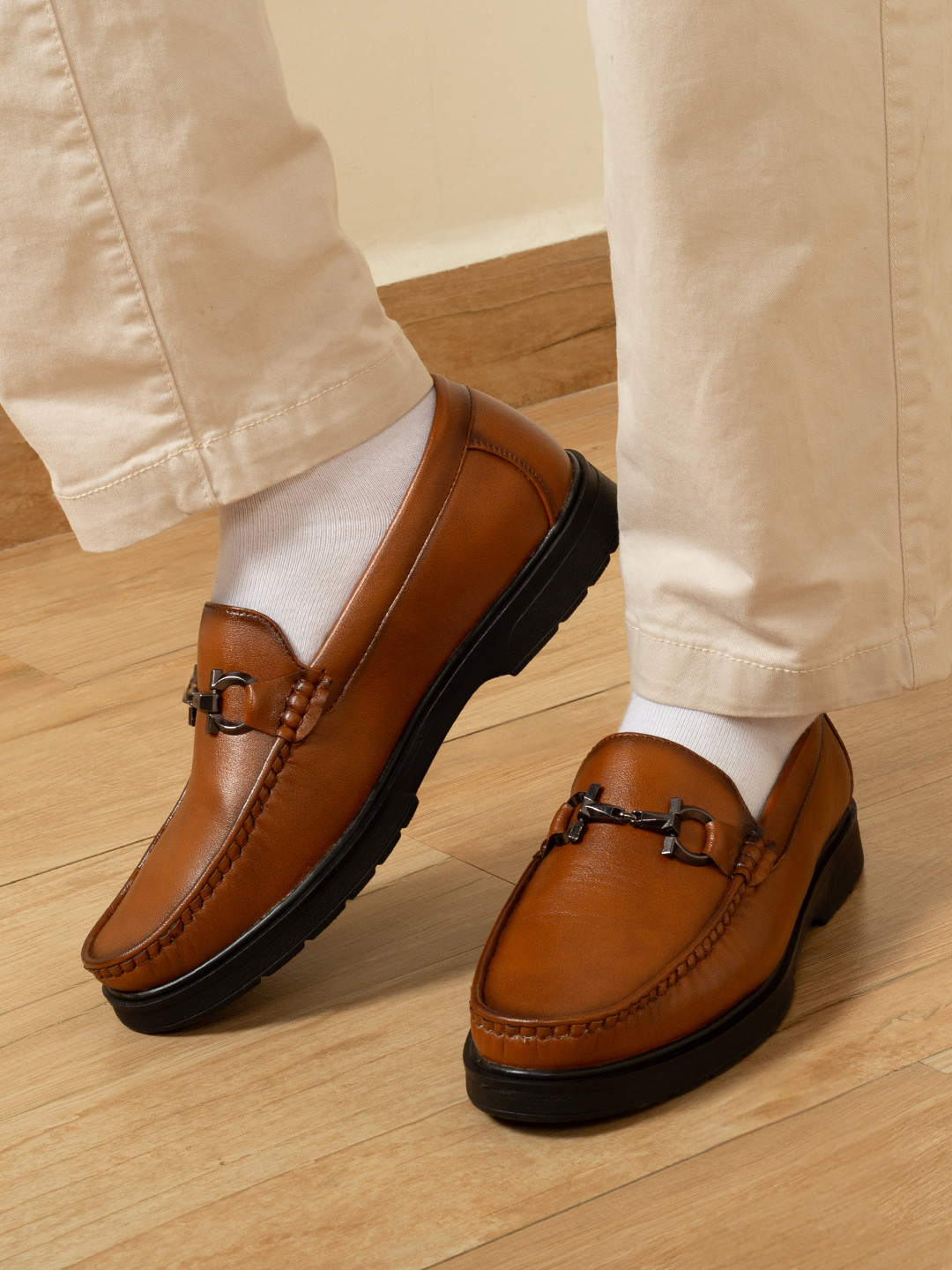 Big Fox Men Track Sole Buckles Lightweight Horsebit Loafers