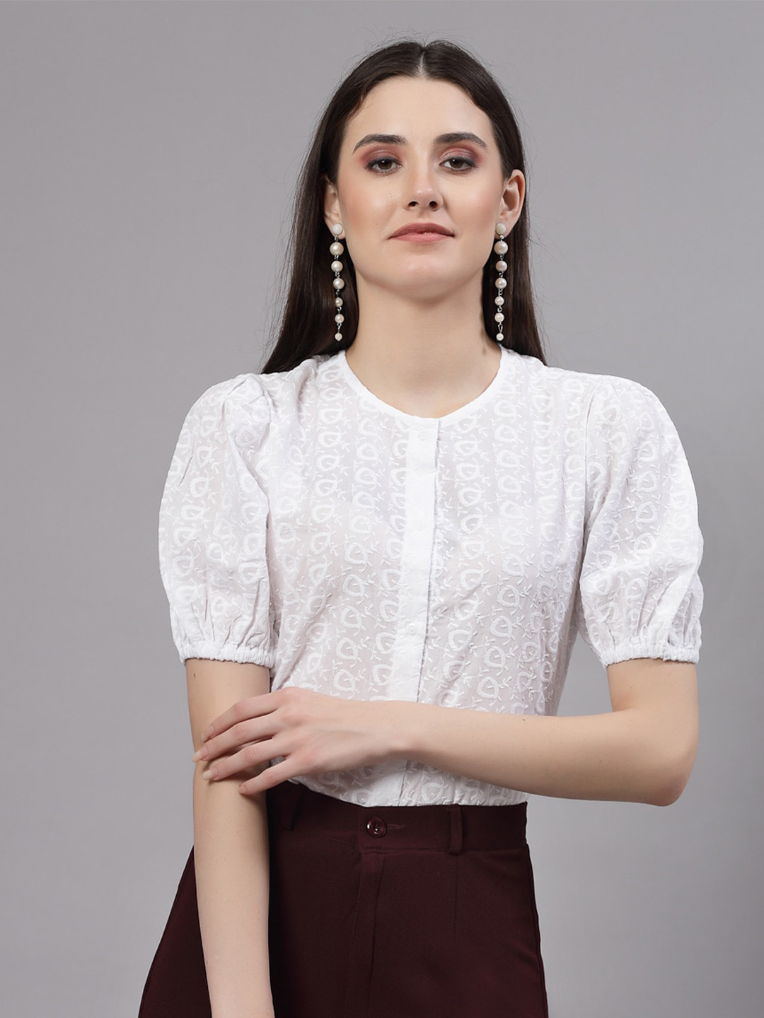 Style Quotient Self Design Smart Regular Fit Opaque Cotton Formal Shirt