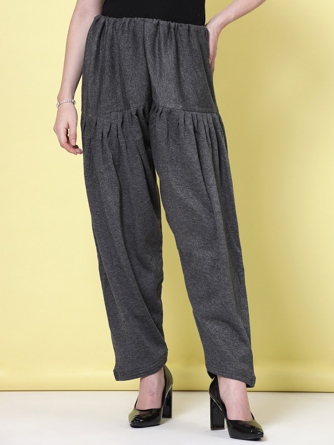 Clora Creation Women Solid Woollen Semi-Patiala Salwar