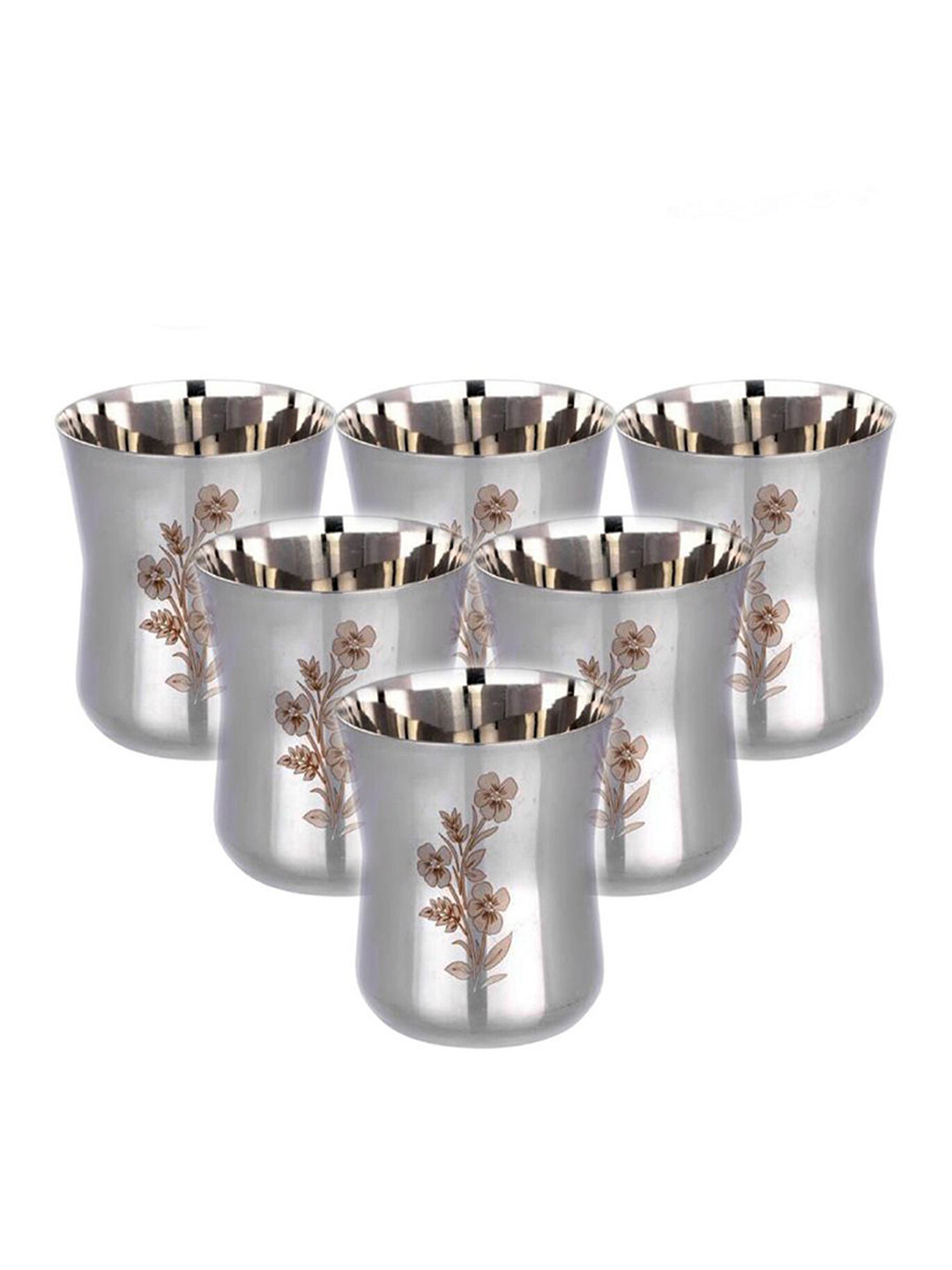 LEROYAL Grey 6-Pieces Stainless Steel Glass Set 350 ml