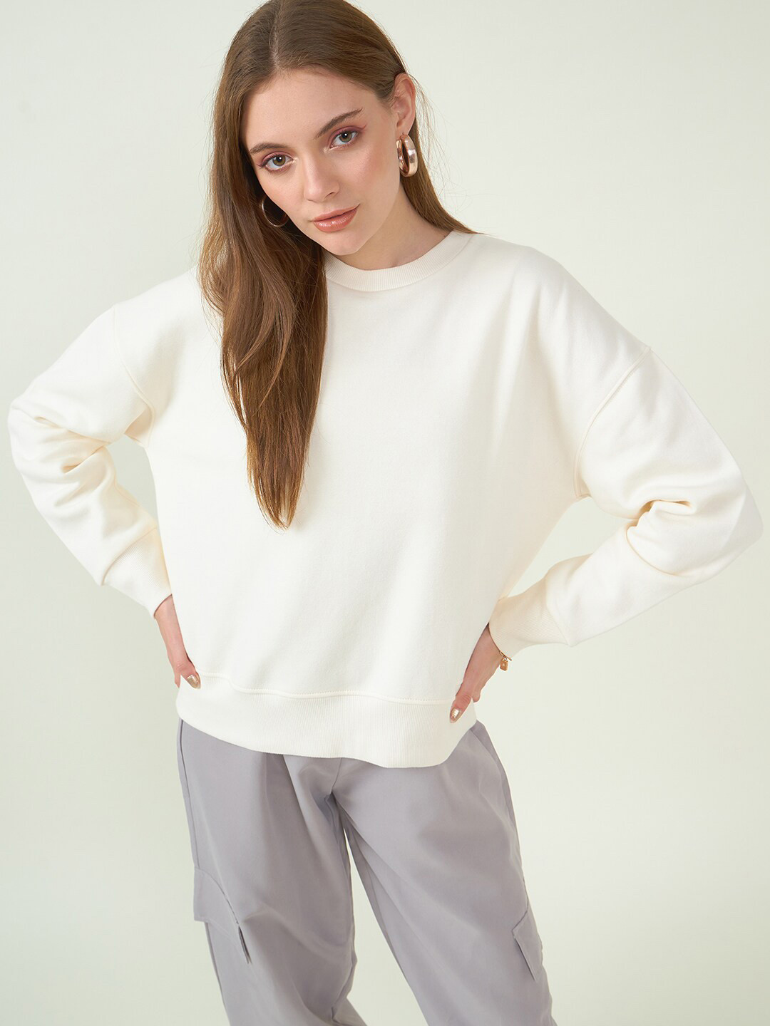 Strong And Brave Odour Free Cotton Loose Fit Pullover Sweatshirt