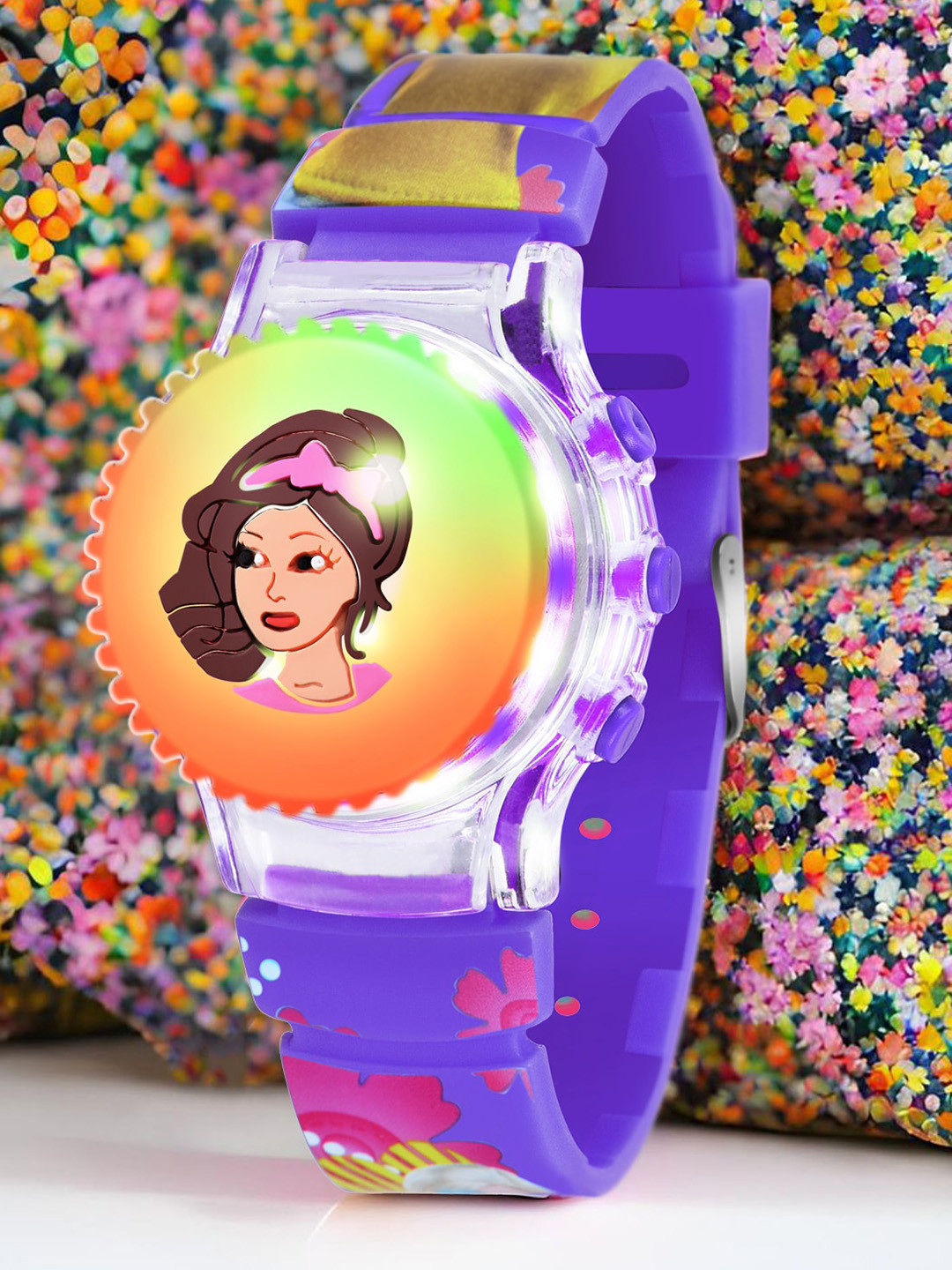 Shocknshop Kids Barbie Printed Dial & Straps Digital Multi Function Watch WCH103 Purple