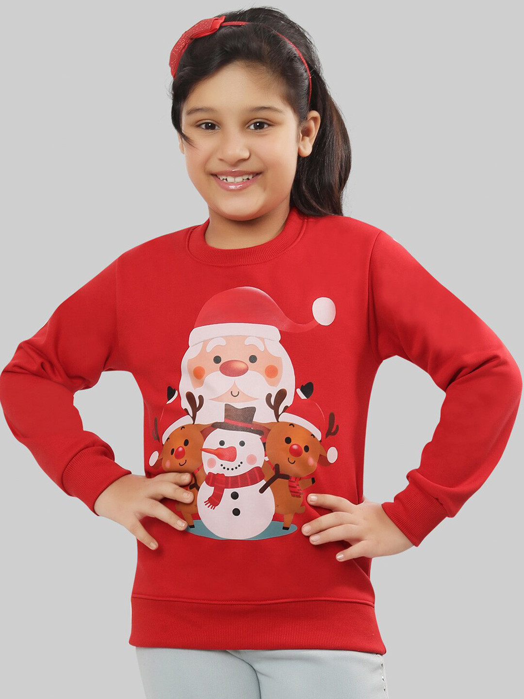 Ninos Dreams Girls Christmas Santa Printed Fleece Sweatshirt
