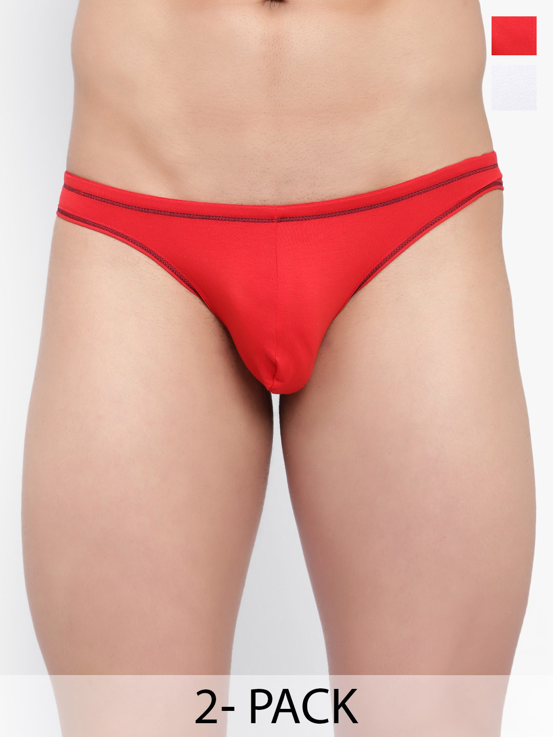 Bruchi CLUB Pack Of 2 Antimicrobial Basic Briefs FOXY314-RDWH-2C