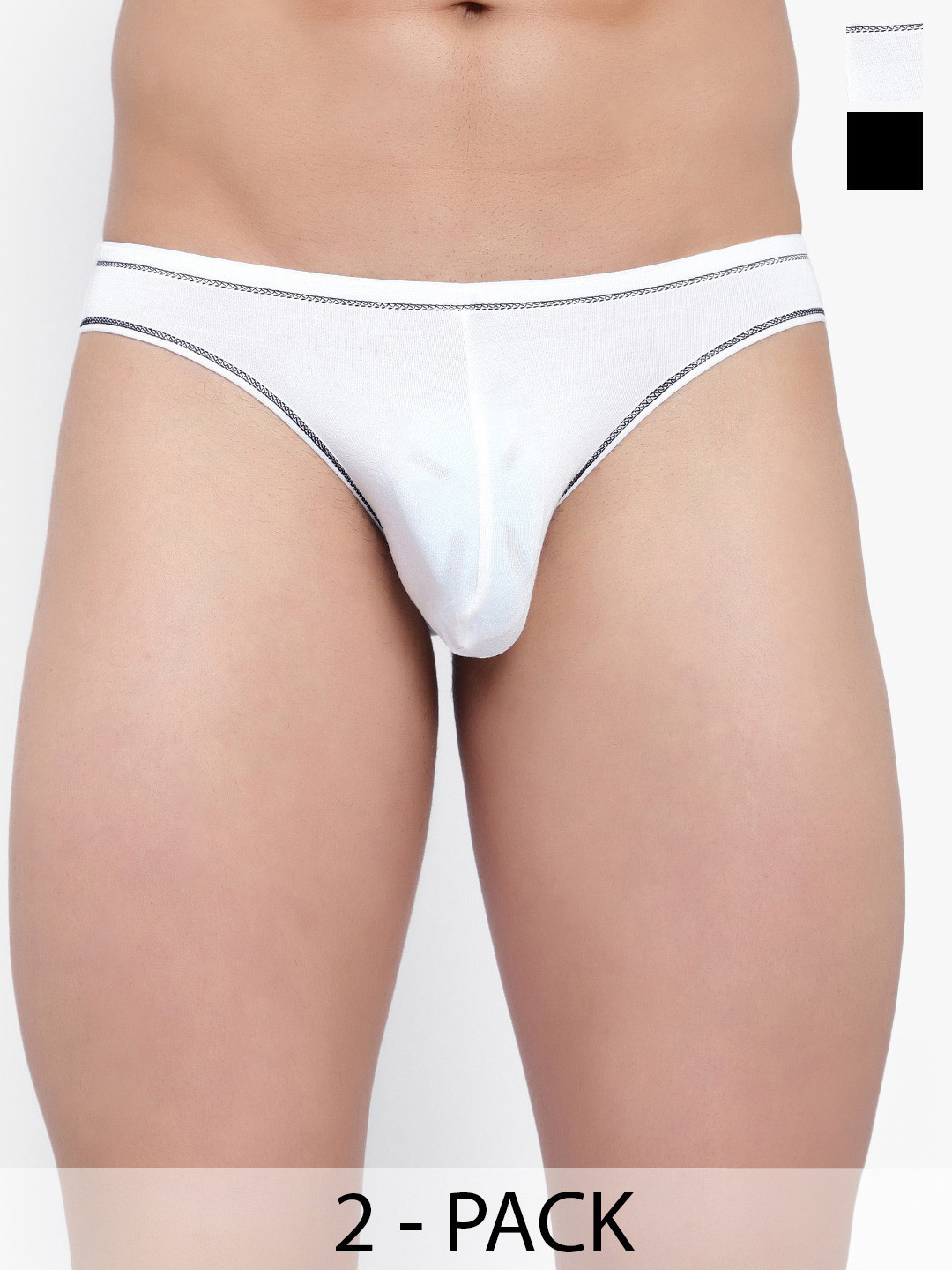 Bruchi CLUB Pack Of 2 Low-Rise Anti-Bacterial Bikini Briefs FOXY314-BKWH-2C