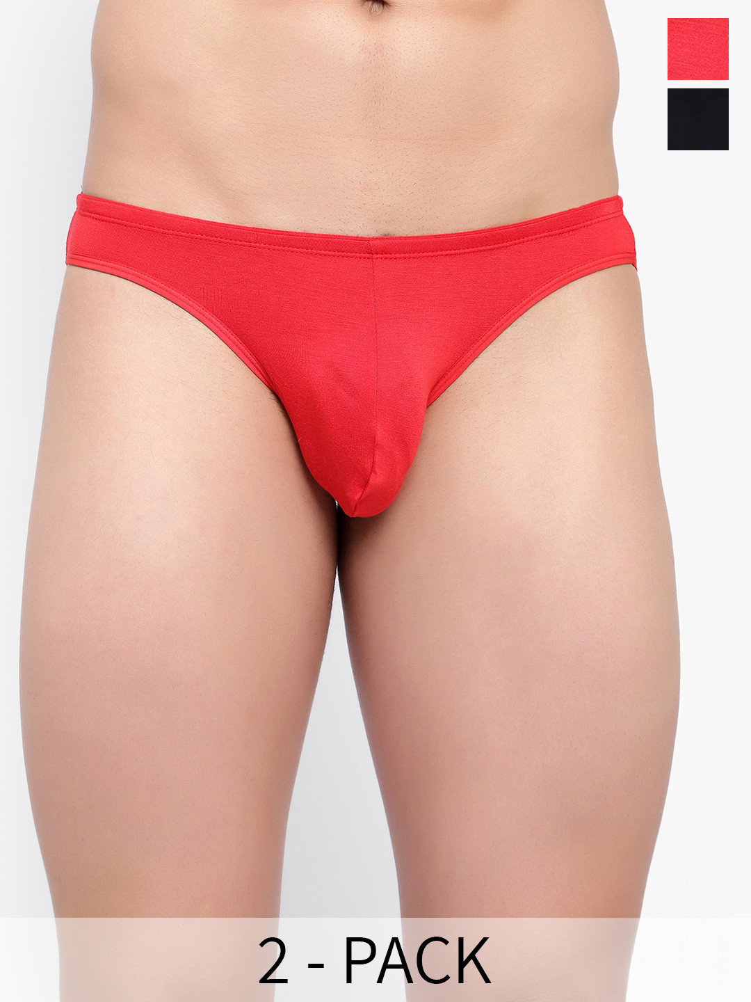Bruchi CLUB Pack Of 2 Low-Rise Antimicrobial Bikini Briefs BKBRF001-BKRD-2C