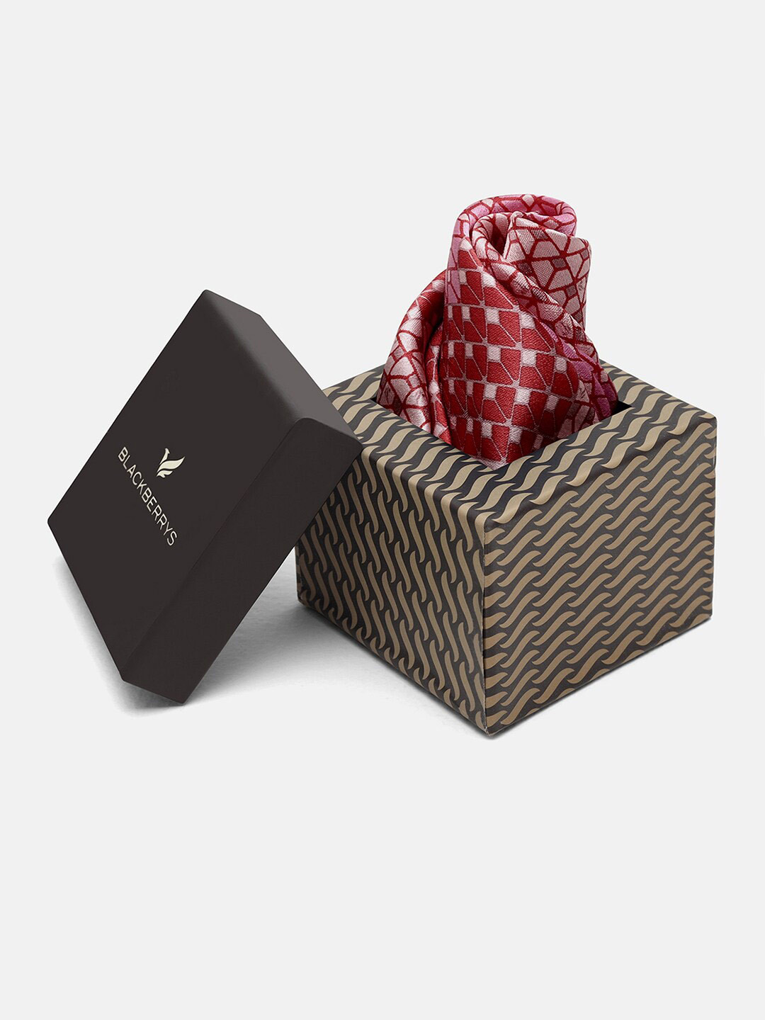 Blackberrys Men 4 Ways Printed Silk  Pocket Square