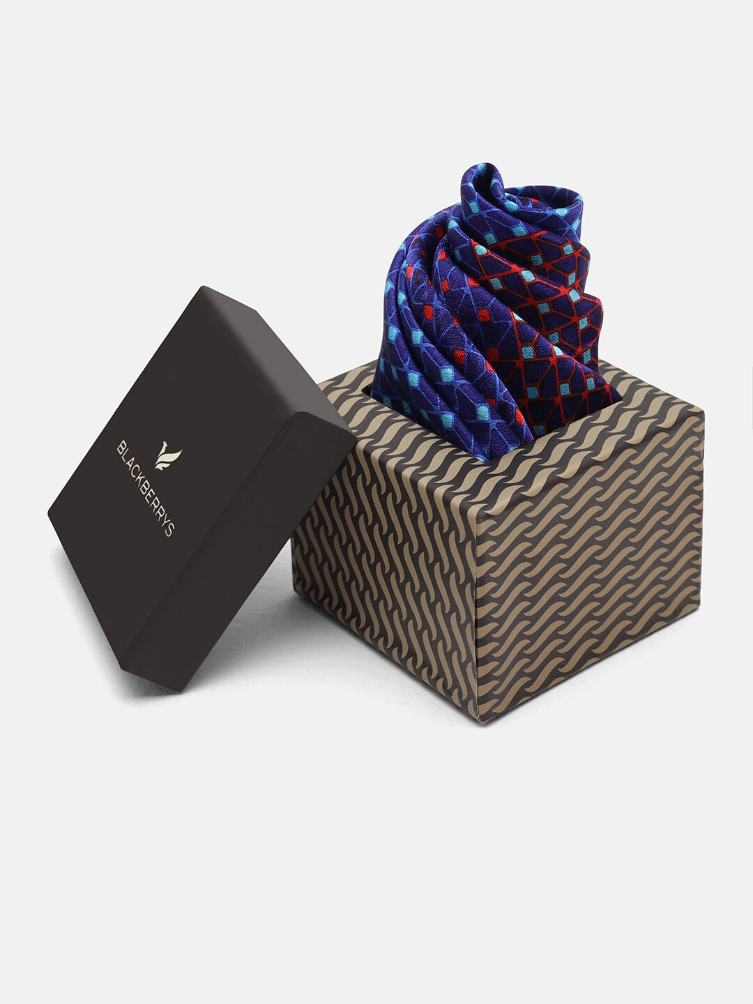 Blackberrys Printed Silk Pocket Square