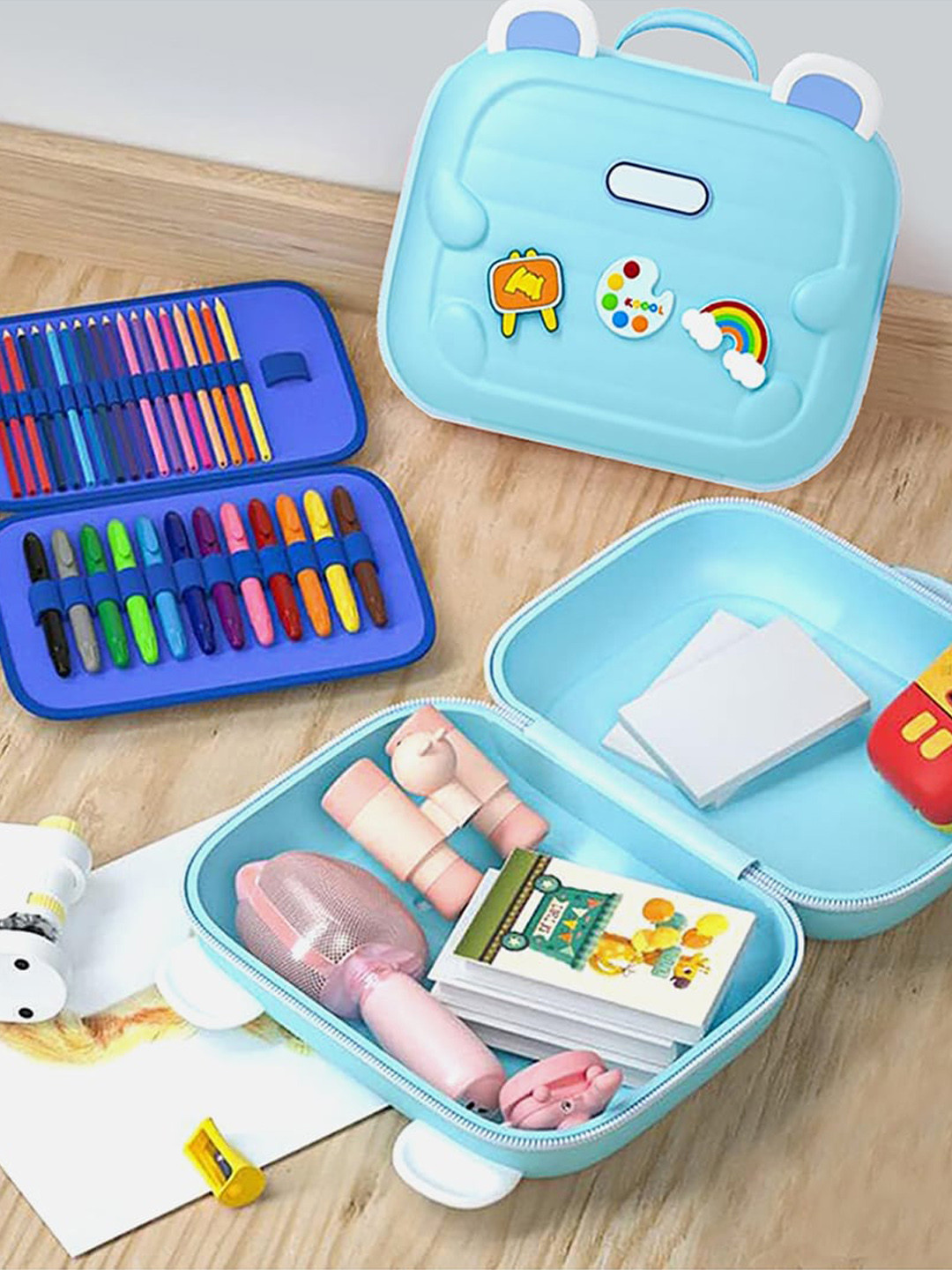 Little Surprise Box LLP Kids 62 Pcs Colour Pencils & Pens Art Set With Hardcase Bag