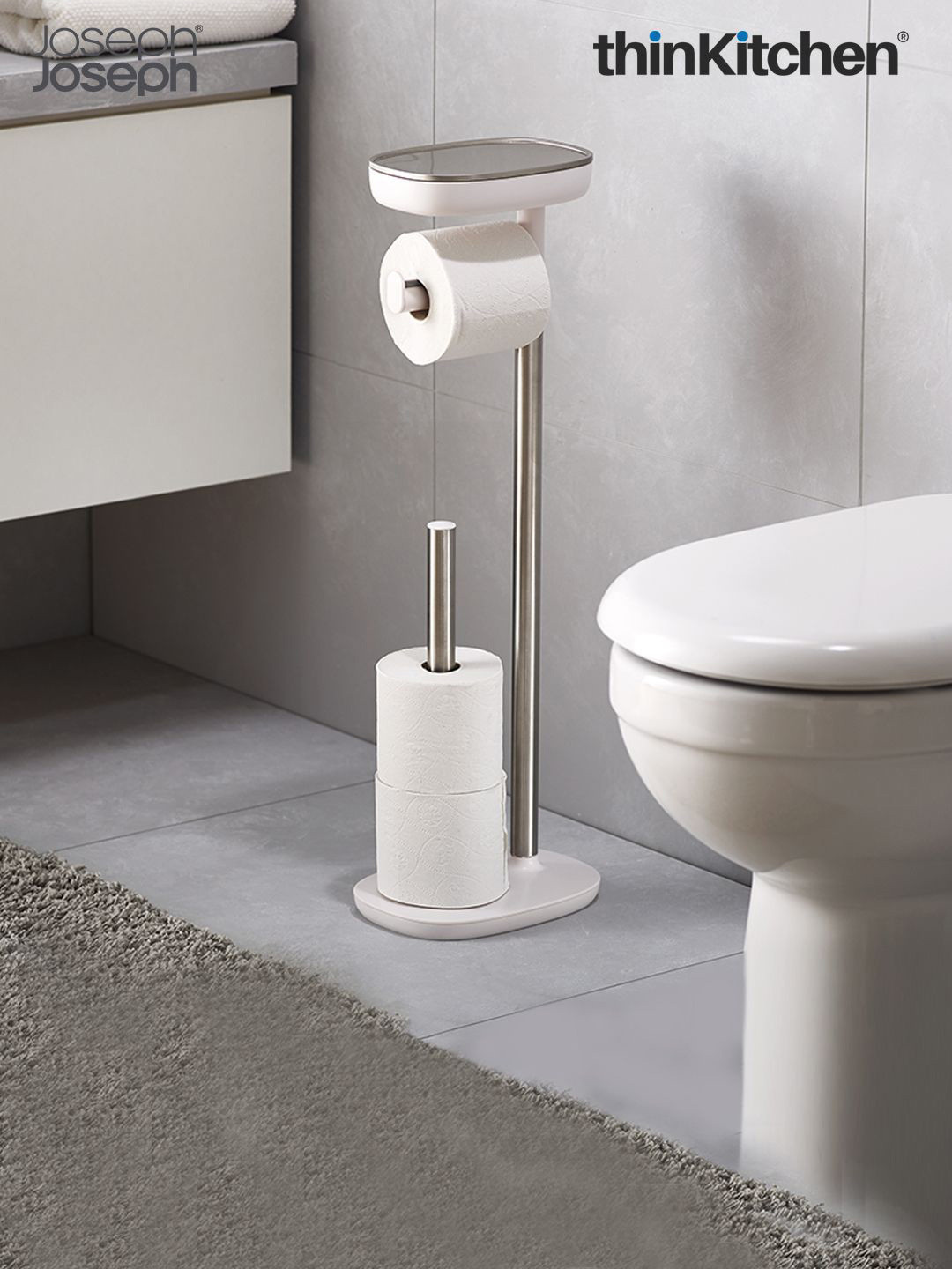Joseph Joseph Grey Easy Store Toilet Paper Stand Bathroom Accessories