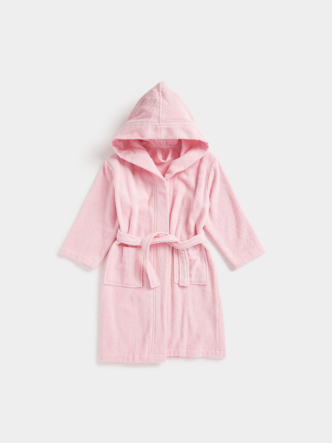 mothercare Pink Solid Cotton Drawstring Knee Length Bath Robe