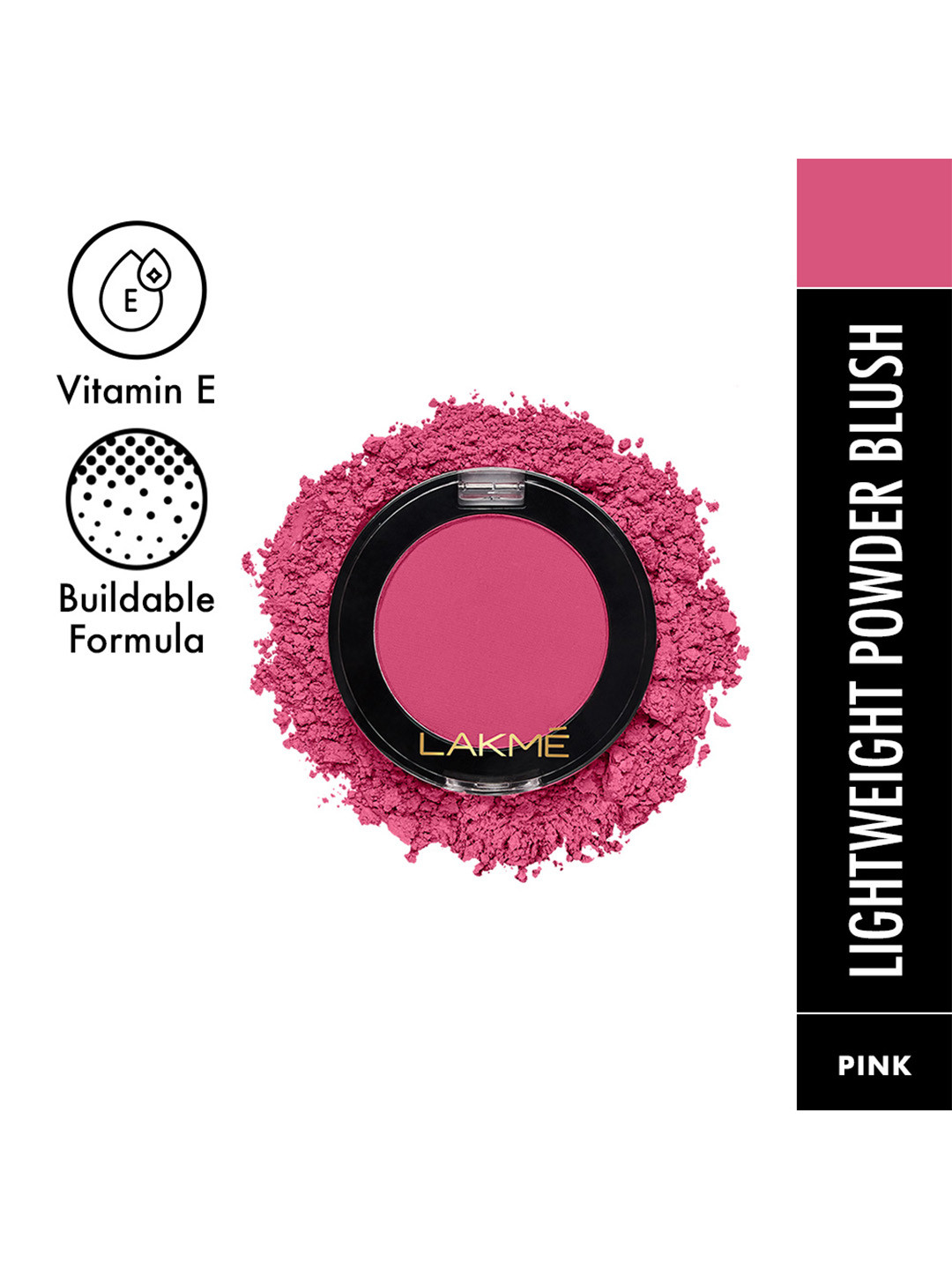 Lakme Face It Lightweight Powder Blush With Jojoba Oil & Vitamin E 4g - Flushed Pink B2