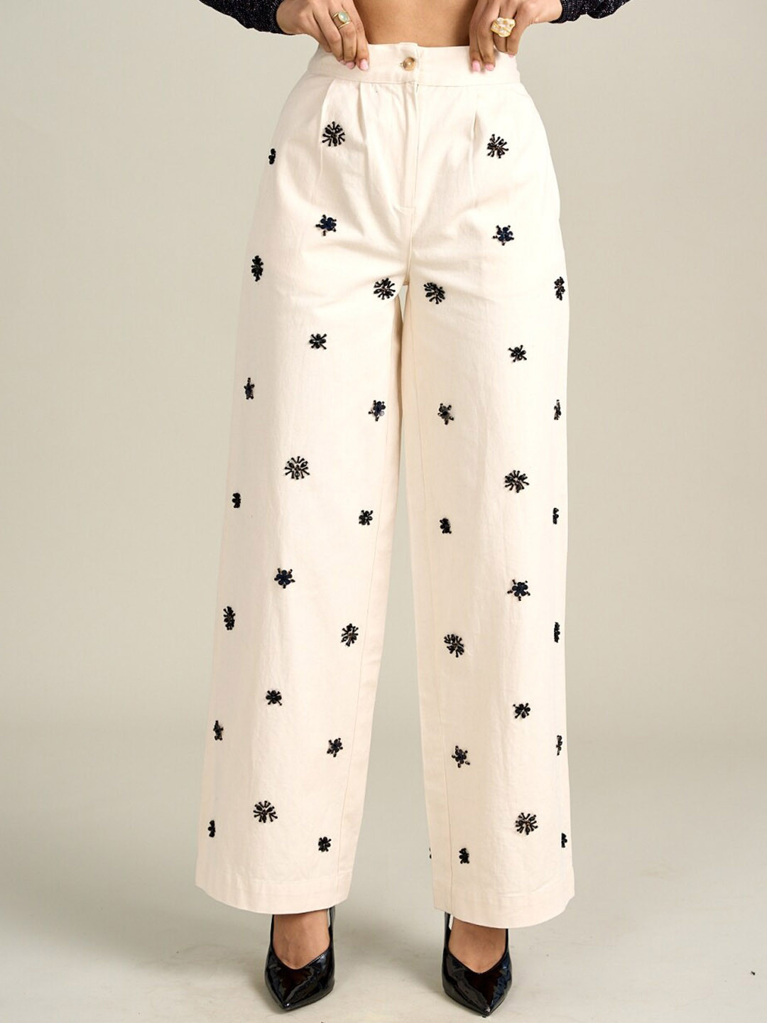 Style Island Madison Women Embroidered Cotton Straight Fit Trouser