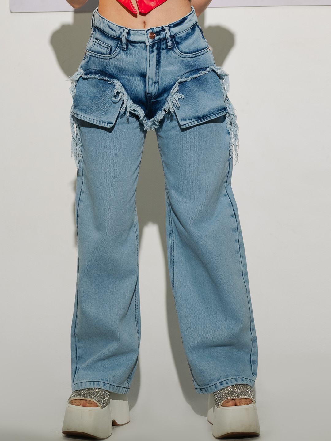 FREAKINS Women Straight Fit High-Rise Clean Look Pure Ctoon Jeans