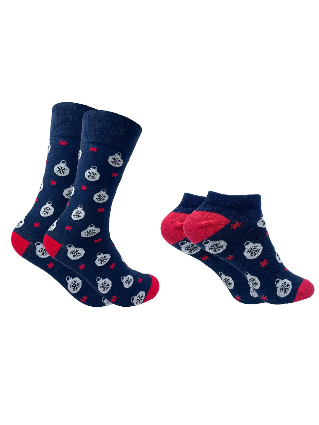 Mint & Oak Men Pack of 2 Groovy Snowman Patterned Calf Length & Ankle Length Socks