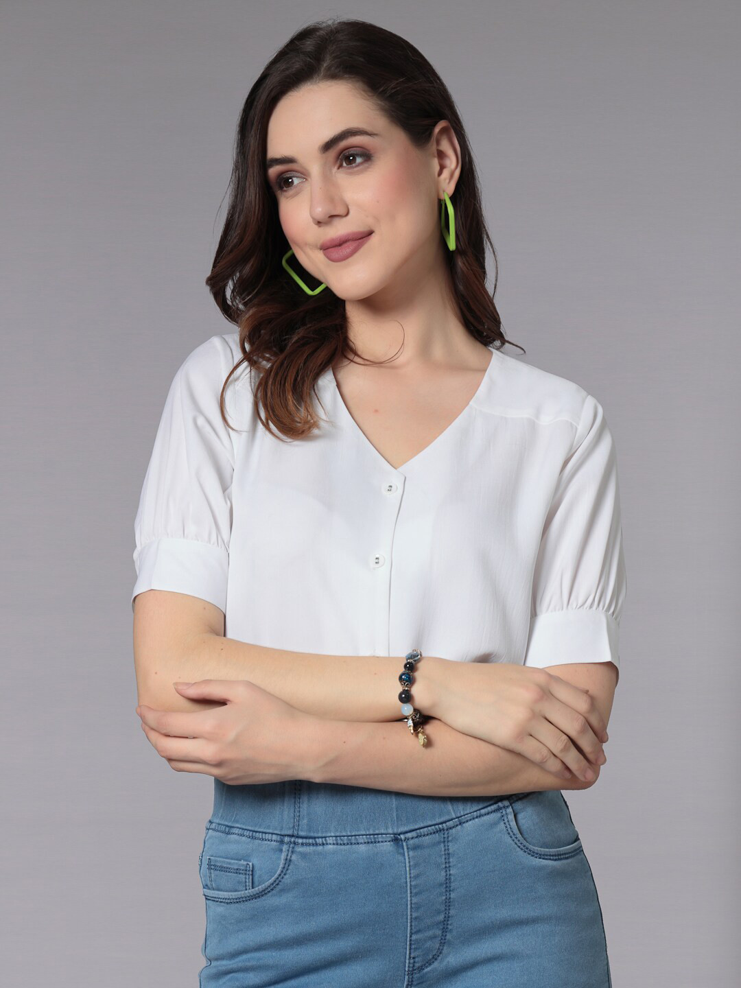 Style Quotient Smart Puff Sleeves Casual Shirt