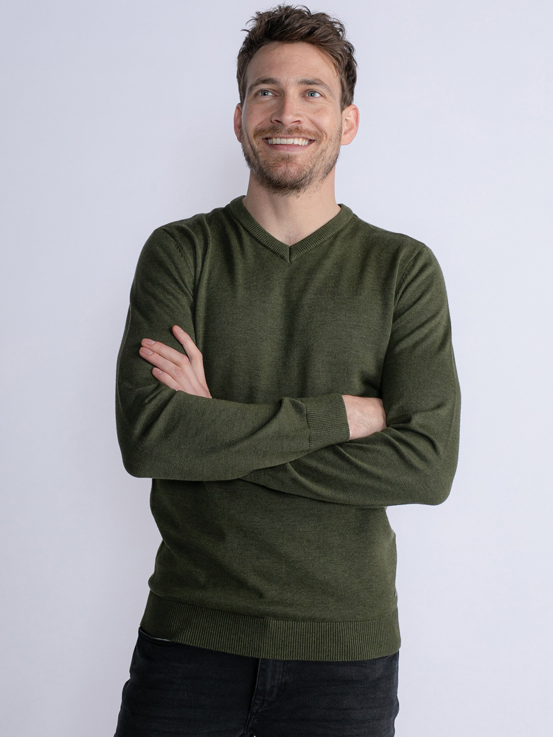 Petrol V-Neck Fine Knit Pullover