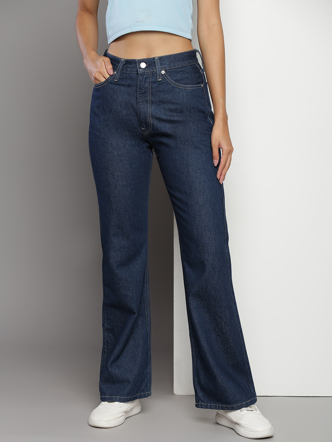 Calvin Klein Women Flared Mid Rise Clean Look Cotton Jeans